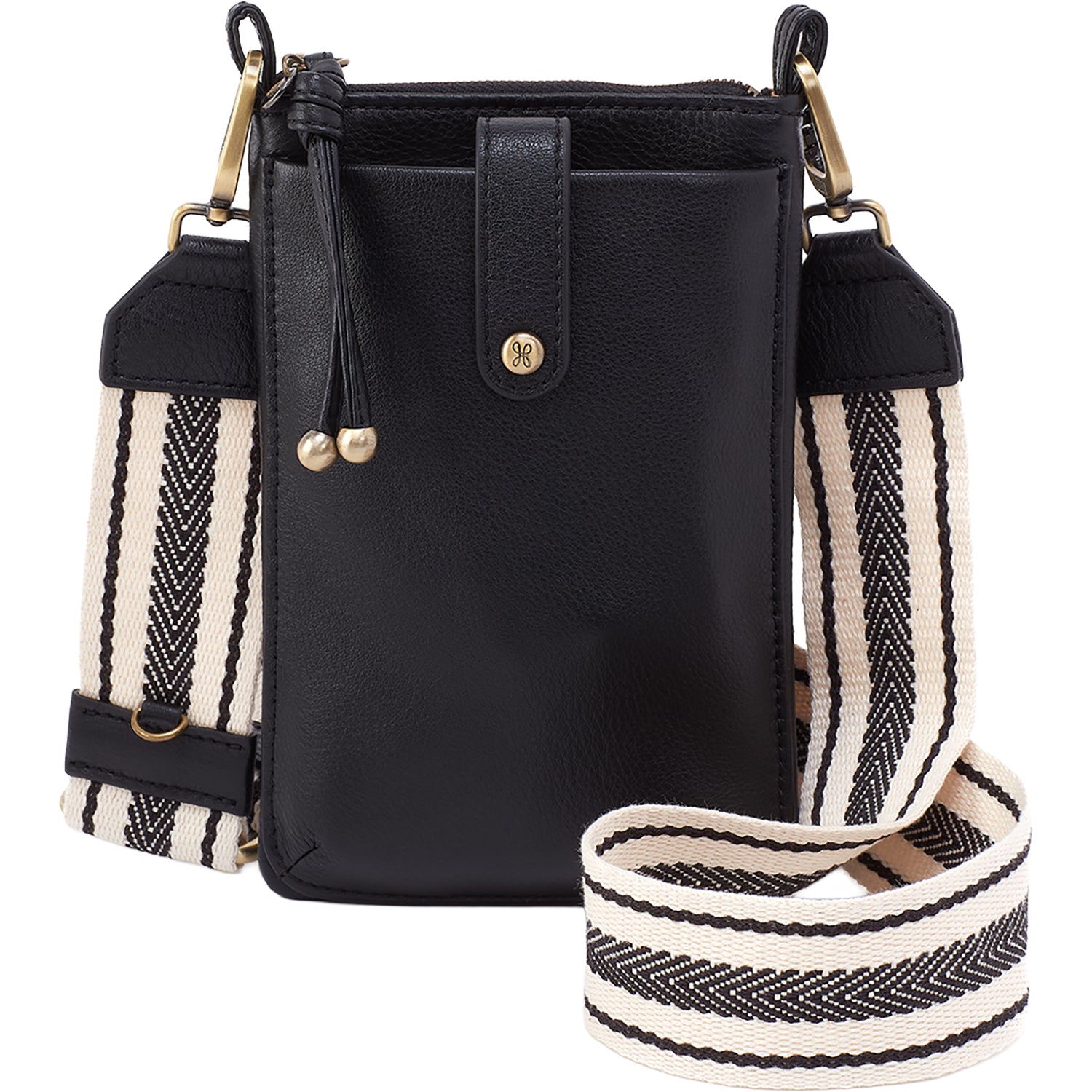 Womens Hobo Hobo Cass Phone Crossbody Handbag Black Pebbled Leather Black Pebbled Leather