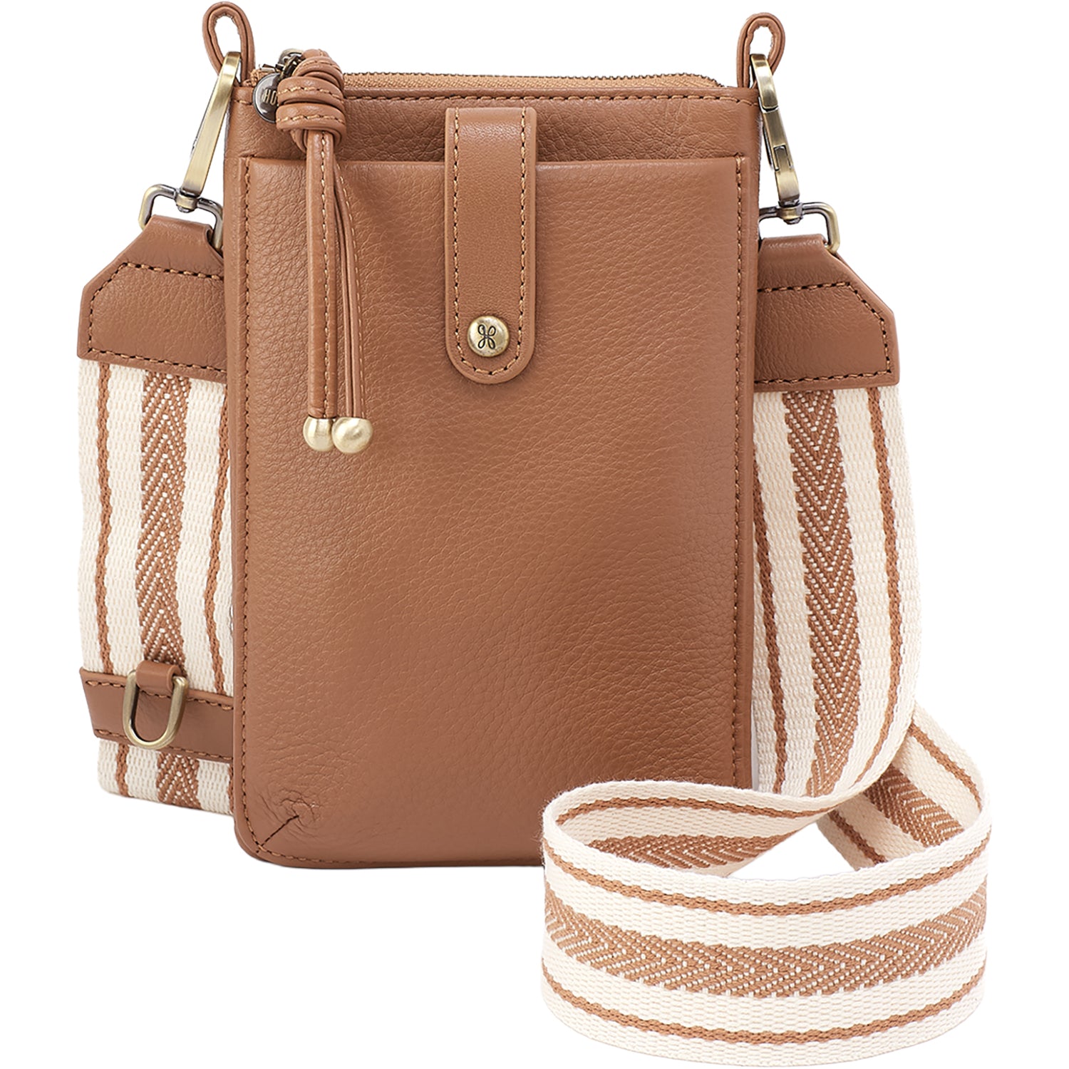 Womens Hobo Hobo Cass Phone Crossbody Handbag Brown Sugar Pebbled Leather Brown Sugar Pebbled Leather