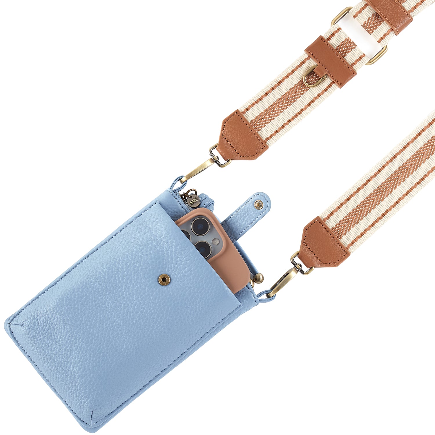Womens Hobo Hobo Cass Phone Crossbody Handbag Seabreeze Pebbled Leather Seabreeze Pebbled Leather