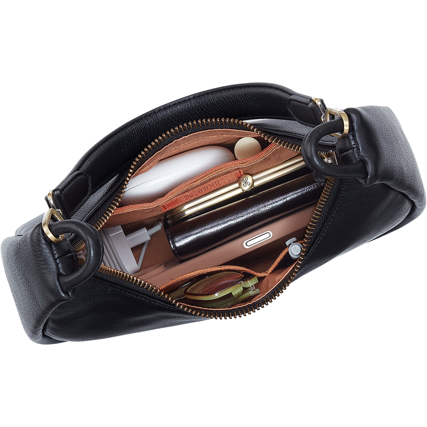 Womens Hobo Hobo Cass Small Shoulder Handbag Black Pebbled Leather Black Pebbled Leather
