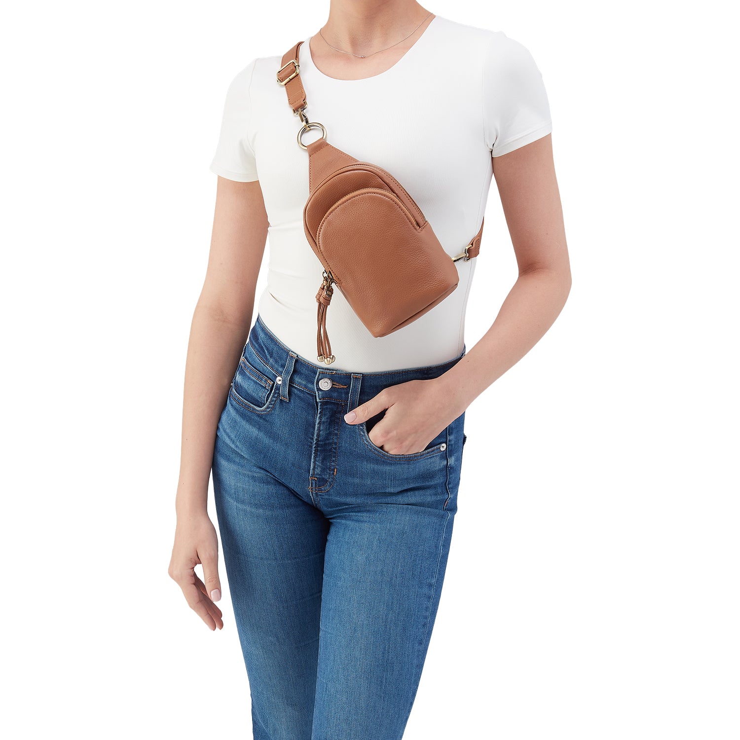Womens Hobo Hobo Cass Small Sling Handbag Brown Sugar Pebbled Leather Brown Sugar Pebbled Leather