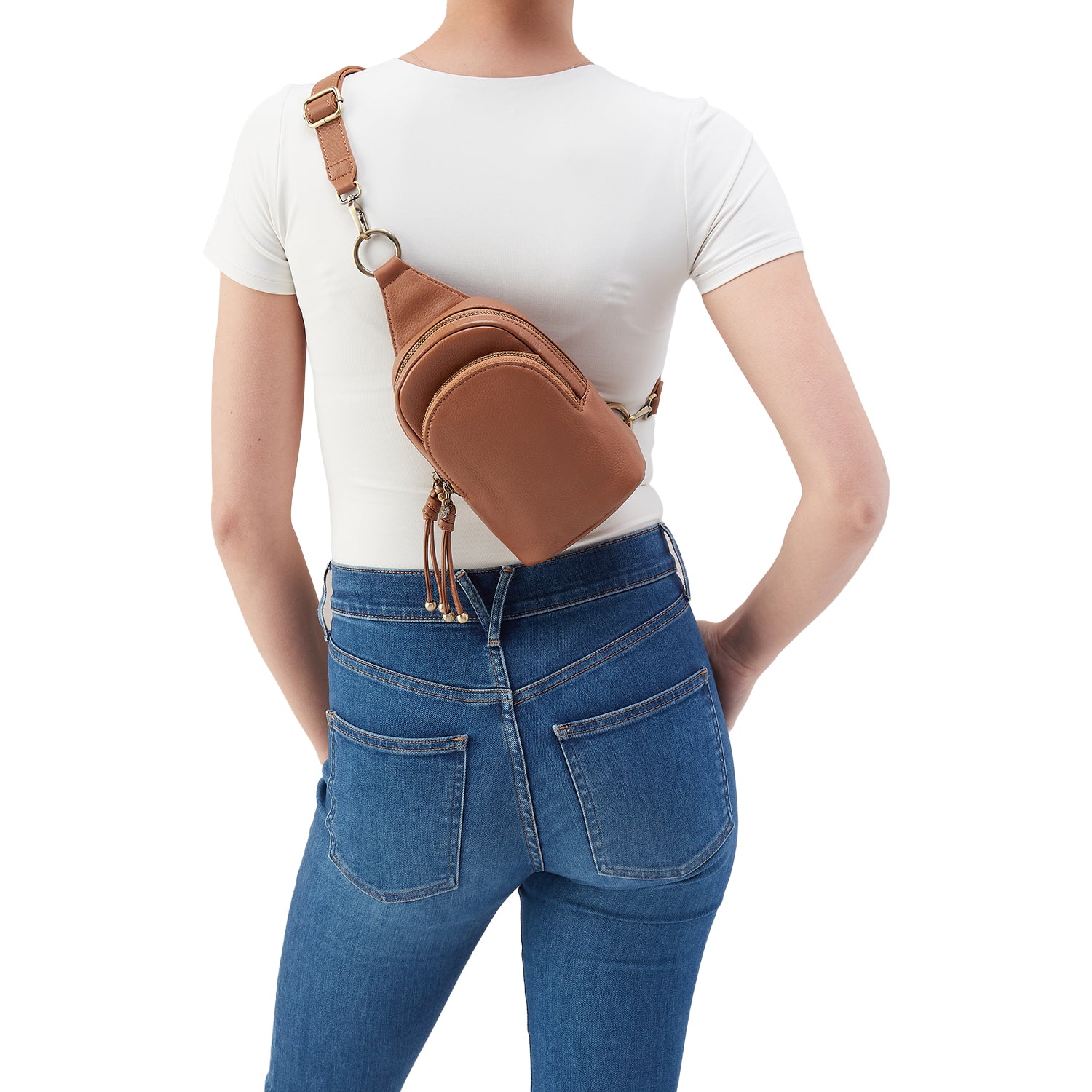 Womens Hobo Hobo Cass Small Sling Handbag Brown Sugar Pebbled Leather Brown Sugar Pebbled Leather