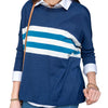 Womens Mersea Mersea Catalina Crewneck Sweater /Teal Women's Long Sleeve Top Navy Teal Navy Teal