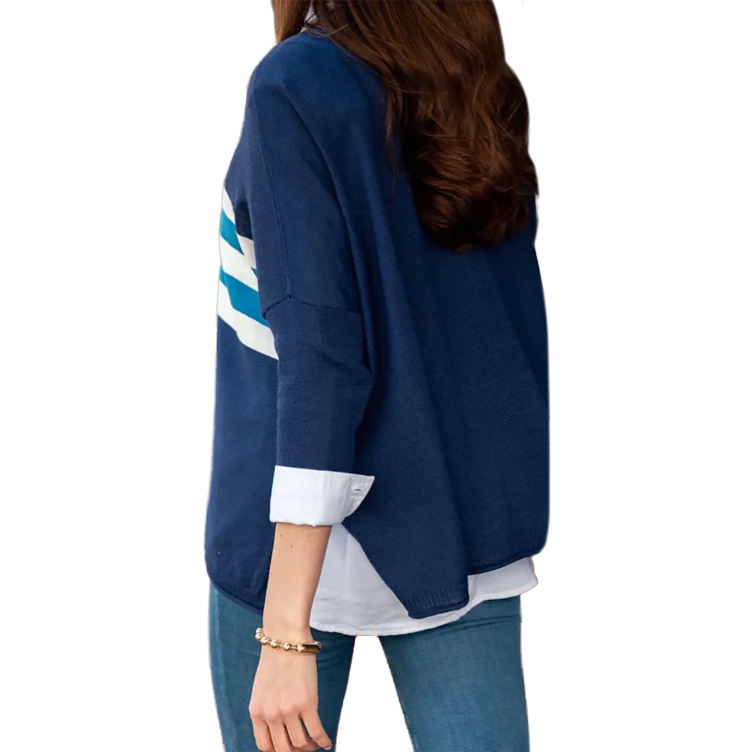 Womens Mersea Mersea Catalina Crewneck Sweater /Teal Women's Long Sleeve Top Navy Teal Navy Teal