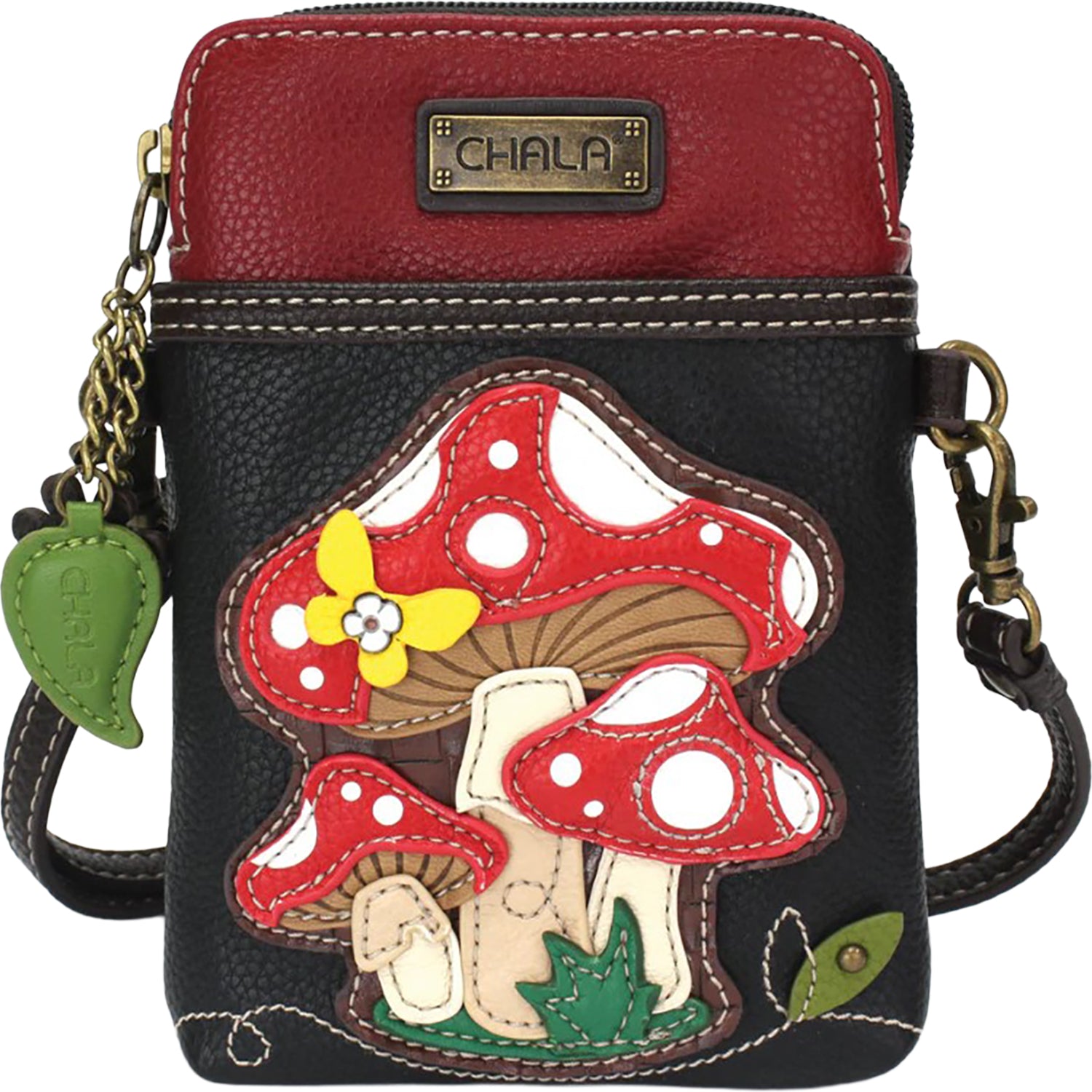 Womens Chala Chala Mushrooms Cellphone Crossbody Handbag Black Black