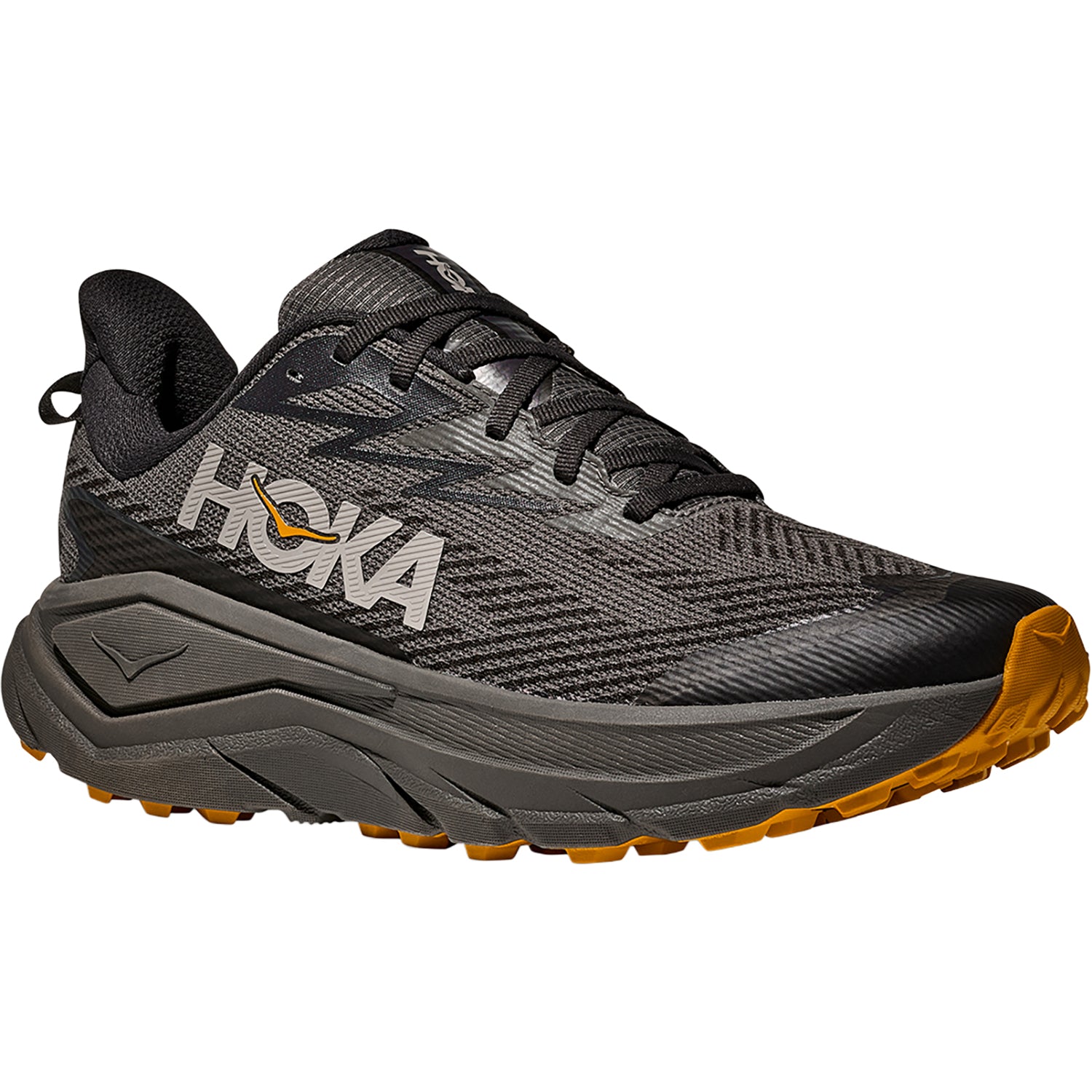 Mens Hoka one one Hoka Challenger 8 GTX (Neutral Support) Men's Athletic Shoes Trail Running Asphalt Grey/Varsity Yellow Asphalt Grey/Varsity Yellow
