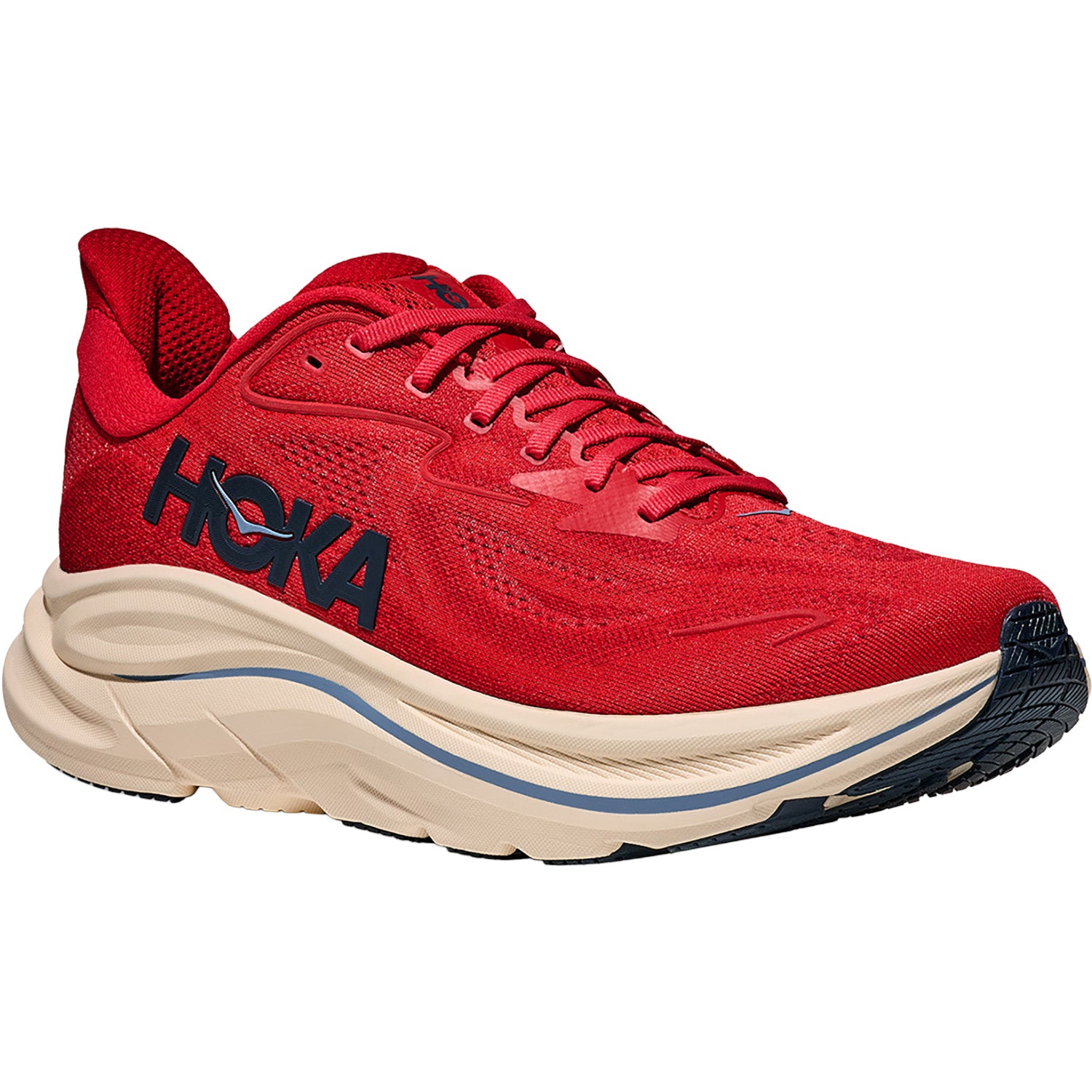 Mens Hoka one one Hoka Clifton 10 (Neutral Support) Men's Athletic Shoes Vermillion/Varsity Navy Vermillion/Varsity Navy