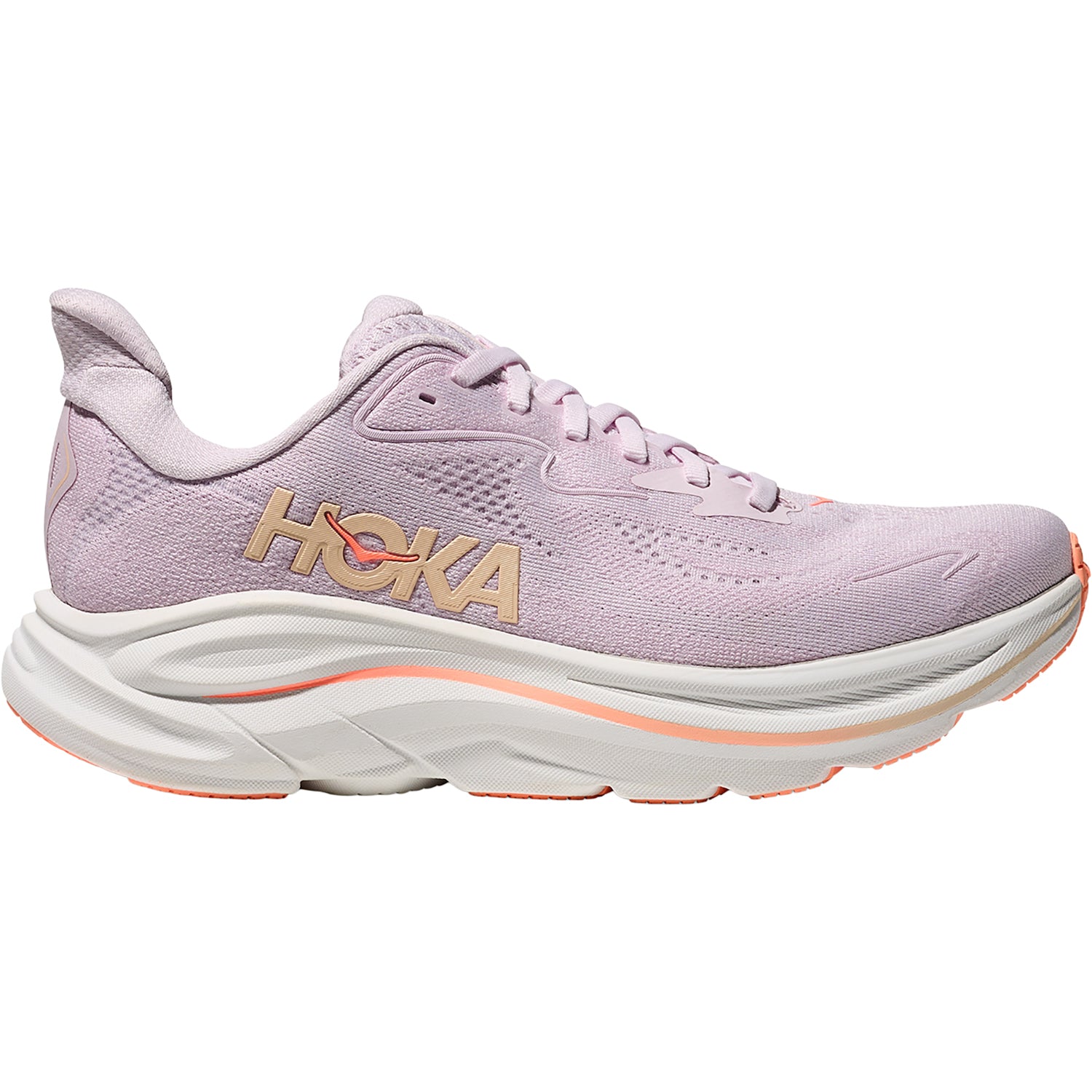 Womens Hoka one one Hoka Clifton 10 Lilac Cream/Tangerine Glow (Neutral Support) Women's Athletic Shoes L:ilac Cream/Tangerine Glow L:ilac Cream/Tangerine Glow