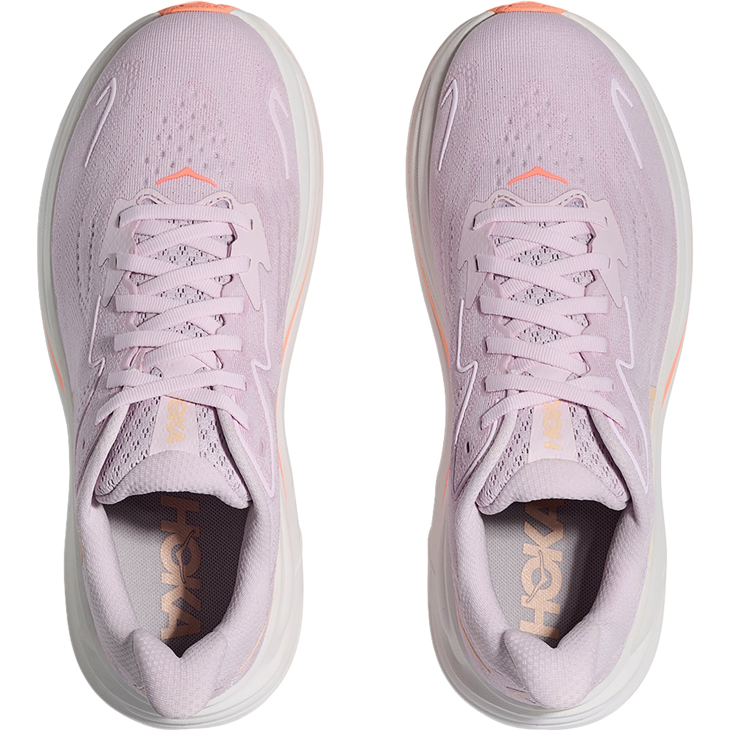 Womens Hoka one one Hoka Clifton 10 Lilac Cream/Tangerine Glow (Neutral Support) Women's Athletic Shoes L:ilac Cream/Tangerine Glow L:ilac Cream/Tangerine Glow