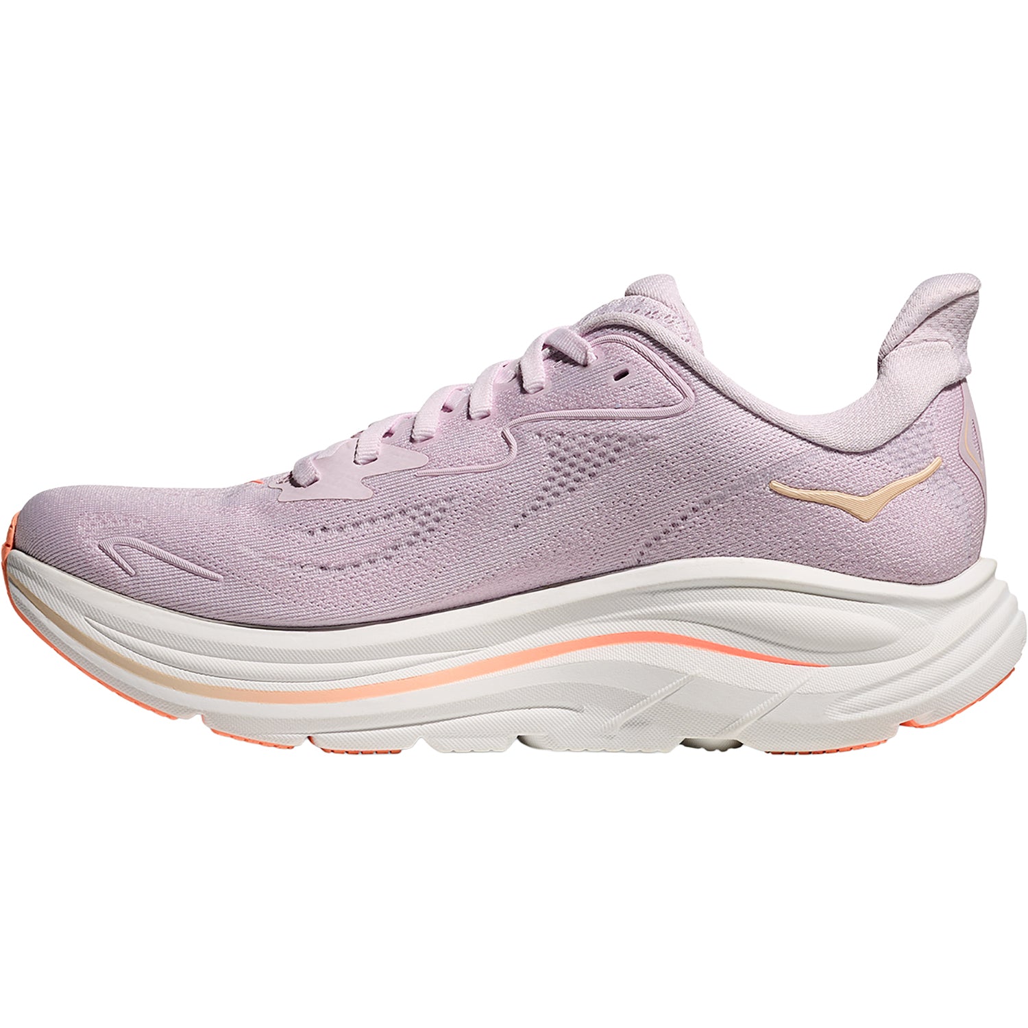 Womens Hoka one one Hoka Clifton 10 Lilac Cream/Tangerine Glow (Neutral Support) Women's Athletic Shoes L:ilac Cream/Tangerine Glow L:ilac Cream/Tangerine Glow