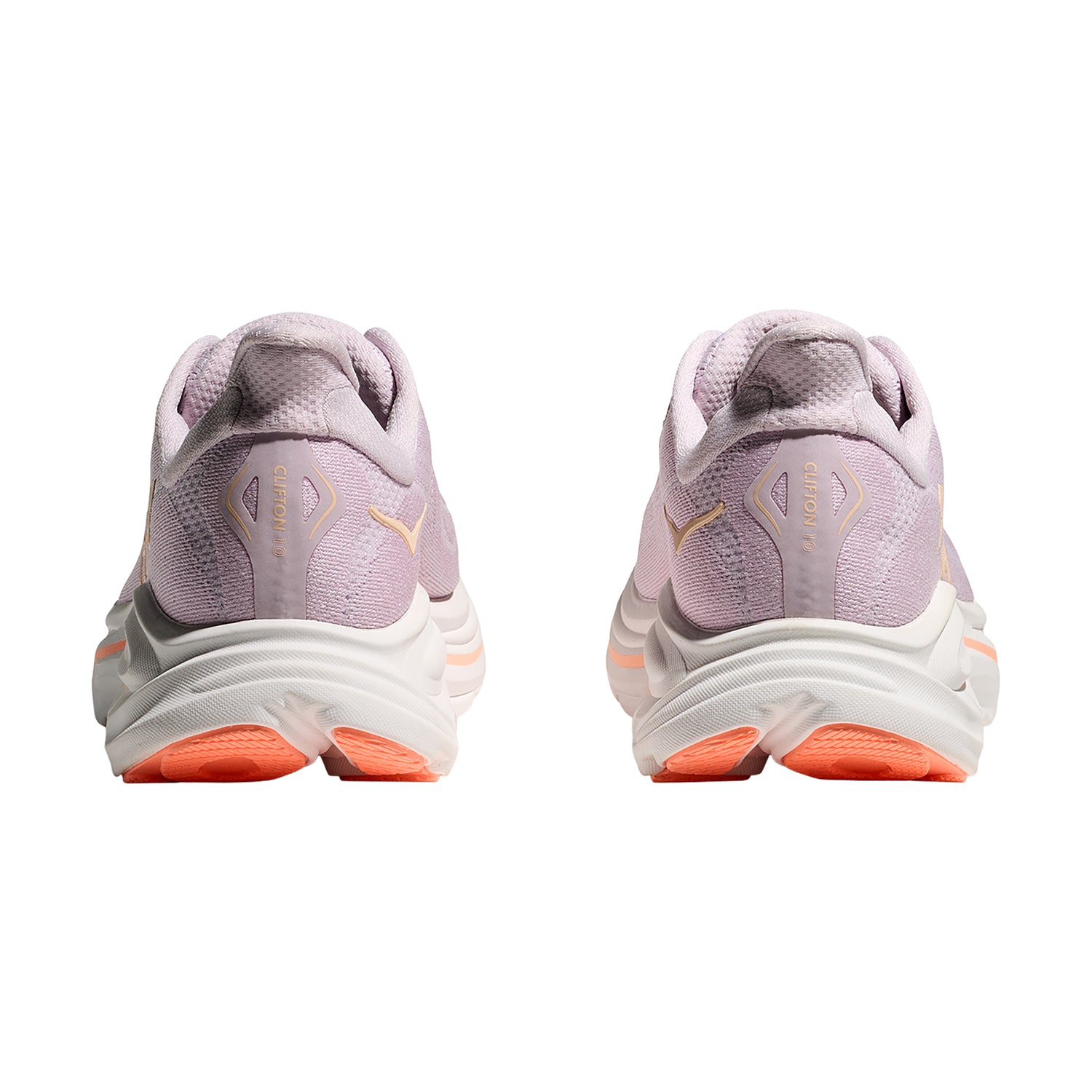 Womens Hoka one one Hoka Clifton 10 Lilac Cream/Tangerine Glow (Neutral Support) Women's Athletic Shoes L:ilac Cream/Tangerine Glow L:ilac Cream/Tangerine Glow