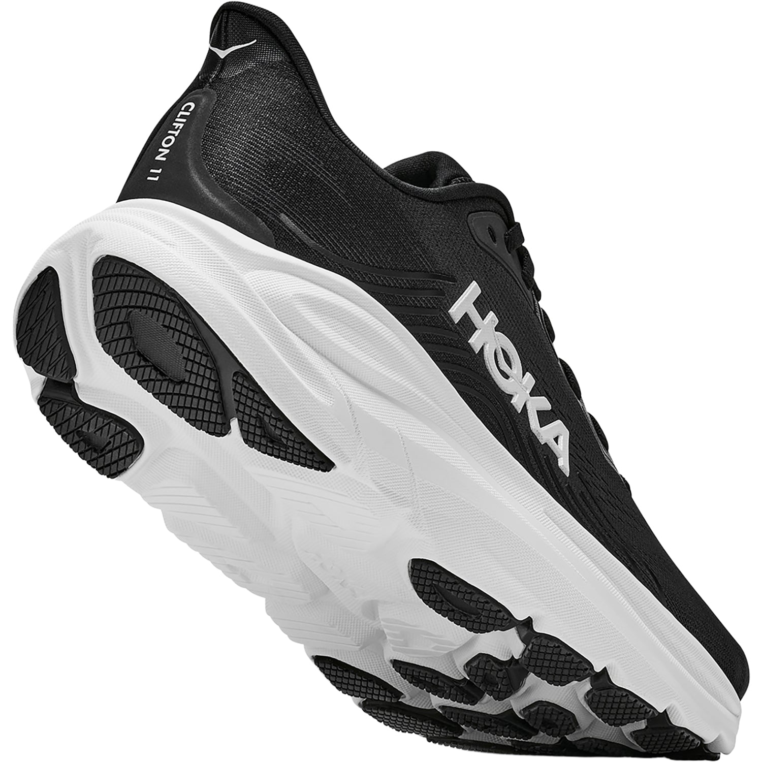 Mens Hoka one one Hoka Clifton 11 Men's Athletic Shoes Black/White (Neutral Support) Black/White
