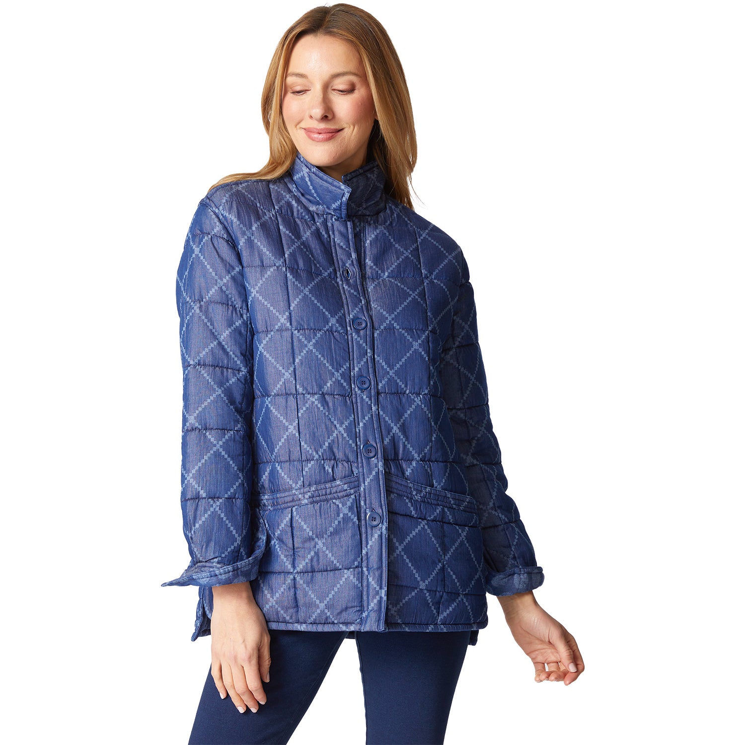 Womens Habitat Habitat Cozy Quilt Chloe Shacket Women's Outerwear Denim Denim