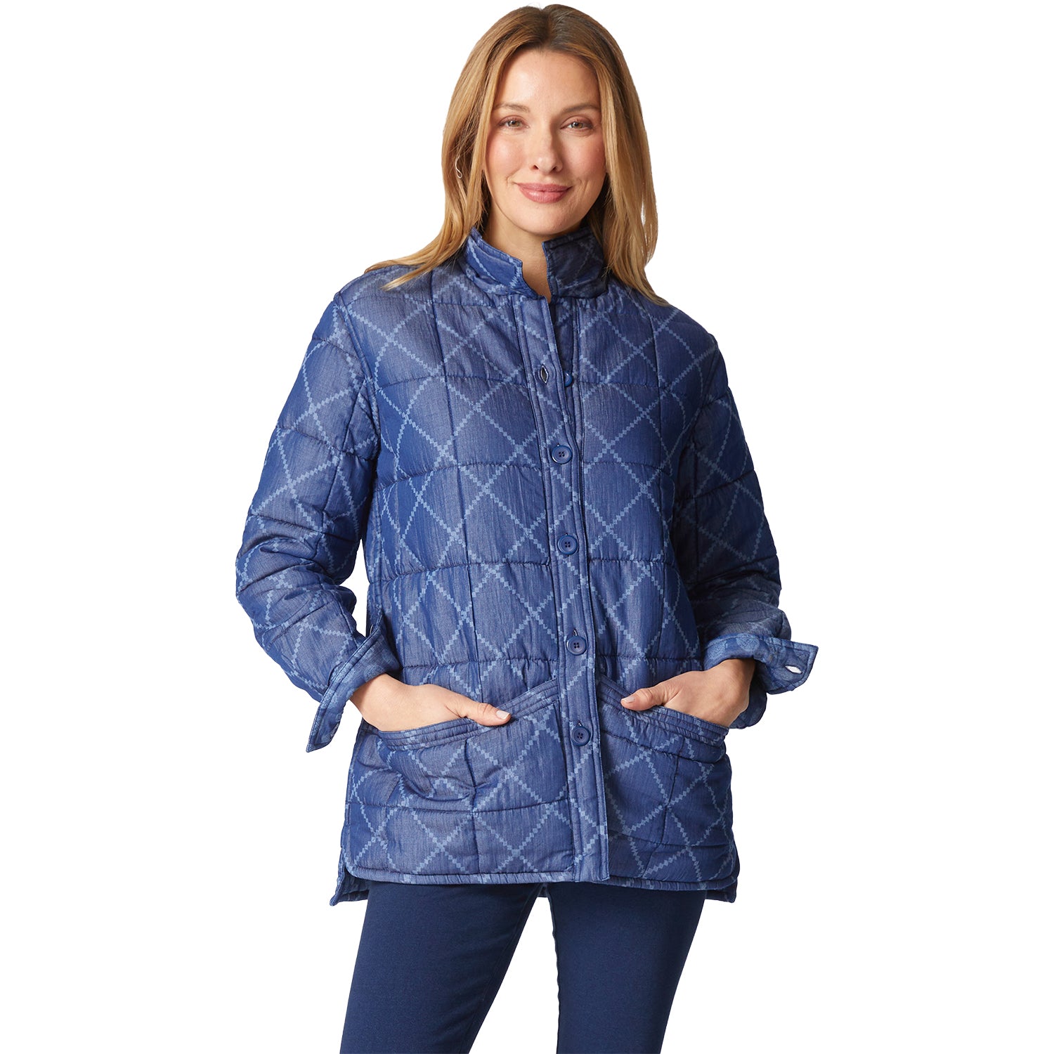 Womens Habitat Habitat Cozy Quilt Chloe Shacket Women's Outerwear Denim Denim
