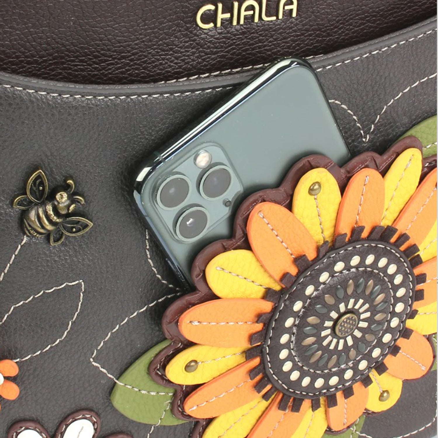 Unisex Chala Chala Sunflower Crescent Crossbody Handbag Ink Ink