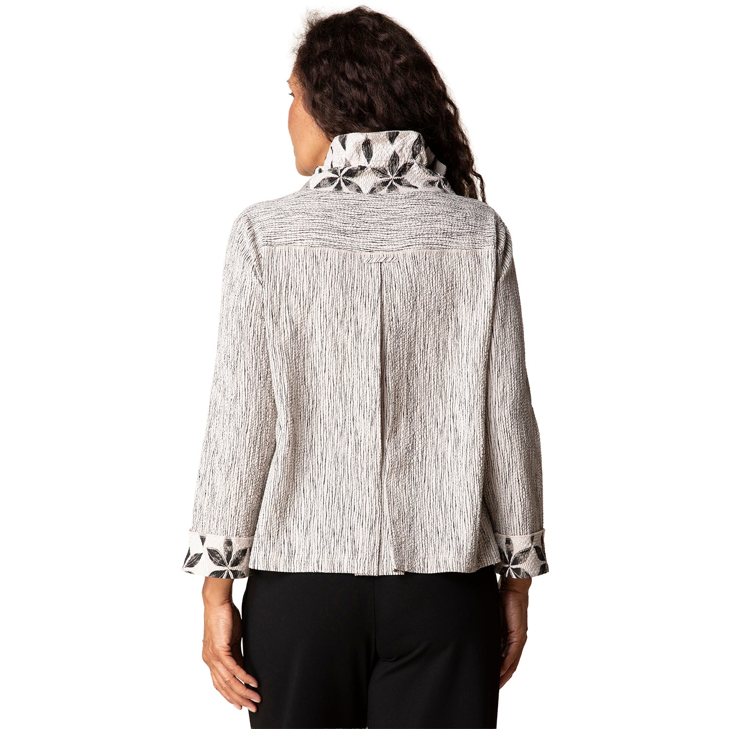 Womens Habitat Habitat Crinkle Crepe Luna Jacket Women's Outerwear Willow Print Mix Willow Print Mix
