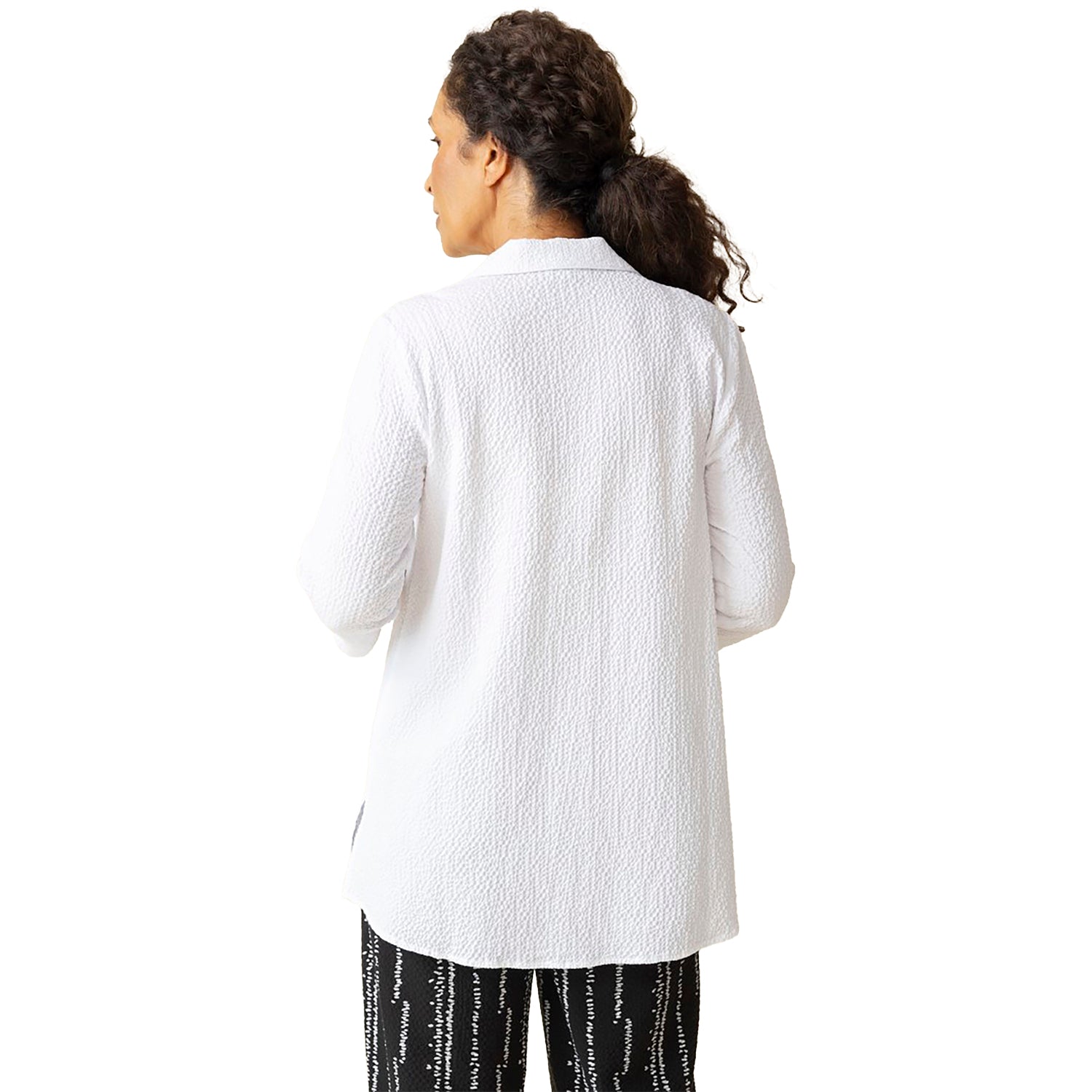 Womens Habitat Habitat Crinkle Crepe Sld Patch Button Women's Long Sleeve Top White White