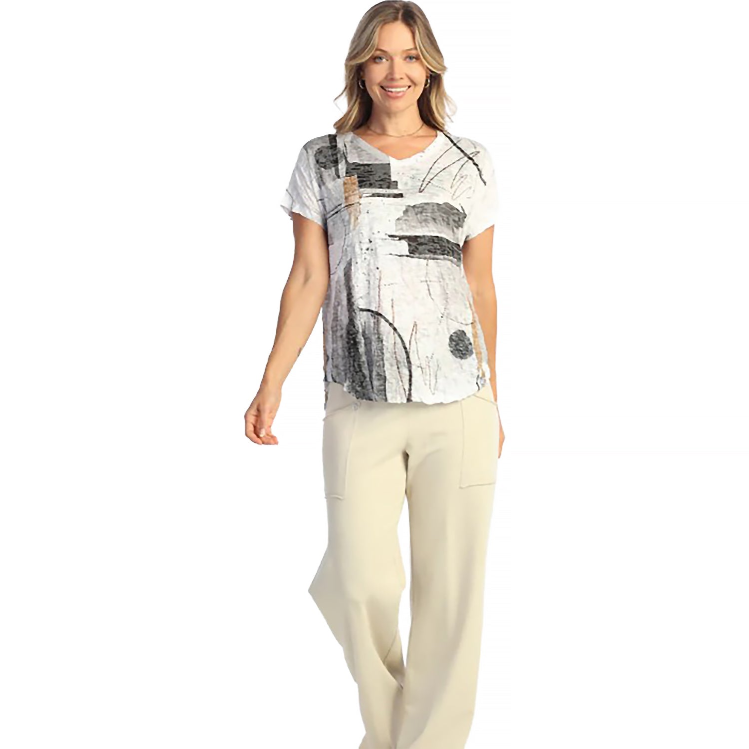 Womens Jess & jane Jess & Jane Crushed V-Neck Dolman Women's Short Sleeve Top Tango Tango