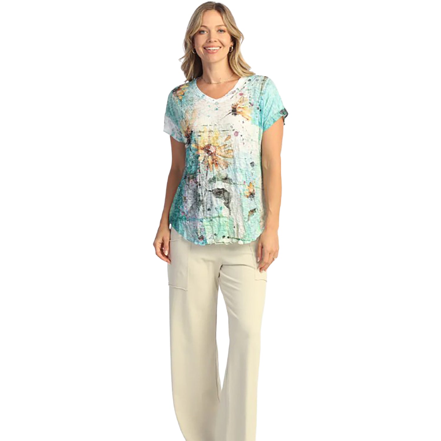 Womens Jess & jane Jess & Jane Crushed V-Neck Dolman Sleeve Women's Short Sleeve Top Sundance Sundance