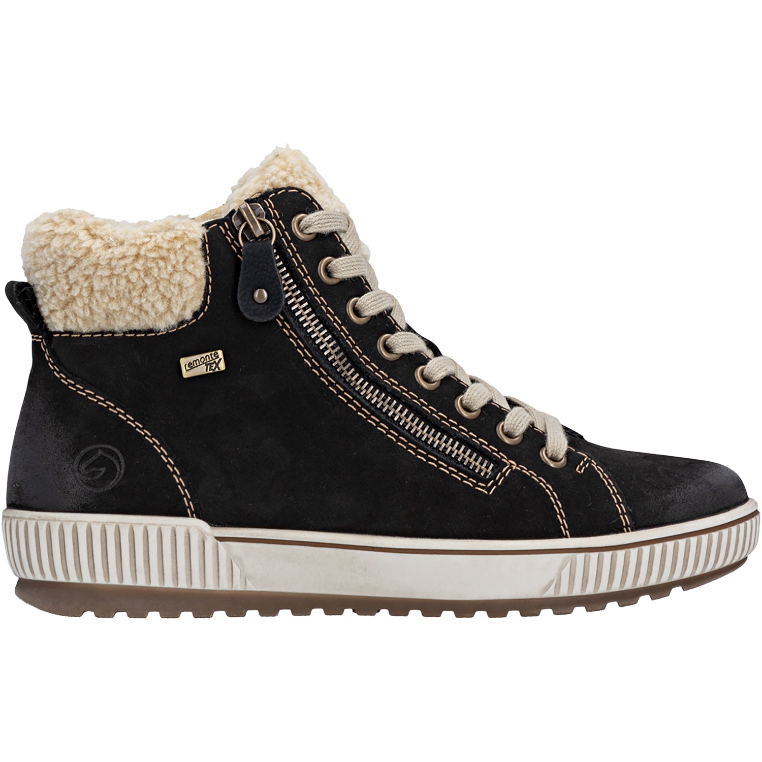 Womens Remonte Remonte D0770-03 Maditta Women's Sporty Lace Up Shoes Schwarz/Beige/Schwarz Schwarz/Beige/Schwarz