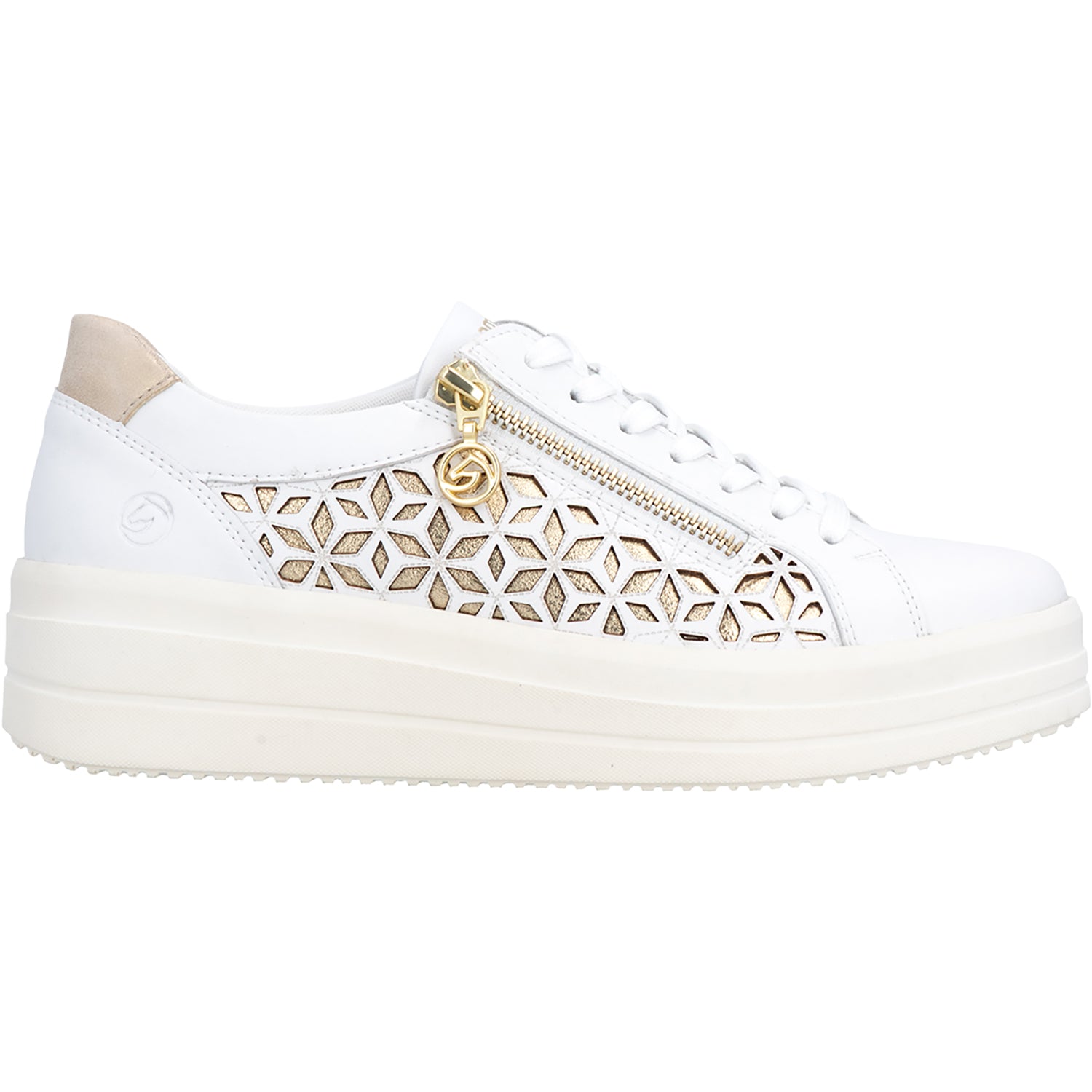 Womens Remonte Remonte D1C11-80 Women's Lace Up Shoes White/Light Gold/Muschel White/Light Gold/Muschel