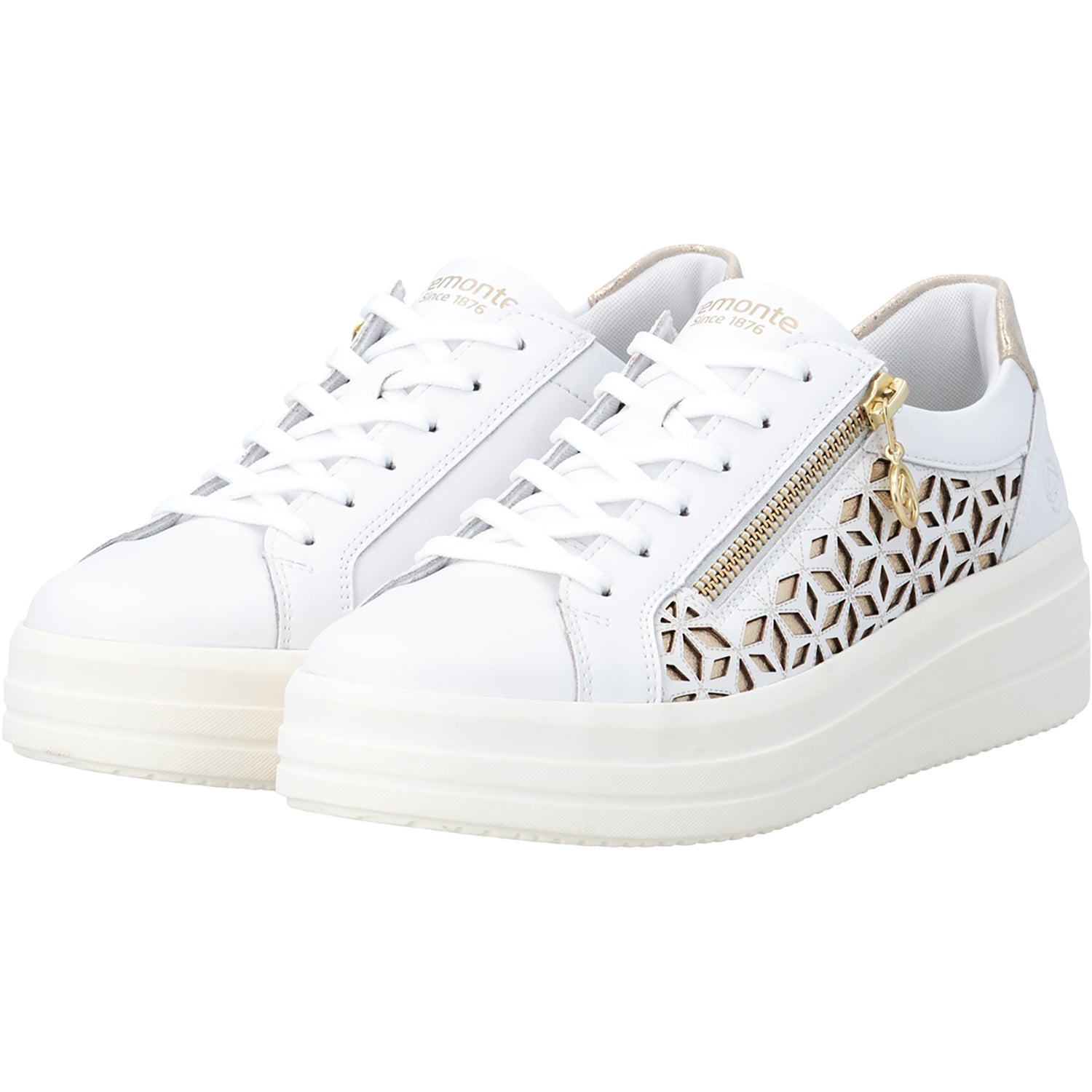 Womens Remonte Remonte D1C11-80 Women's Lace Up Shoes White/Light Gold/Muschel White/Light Gold/Muschel