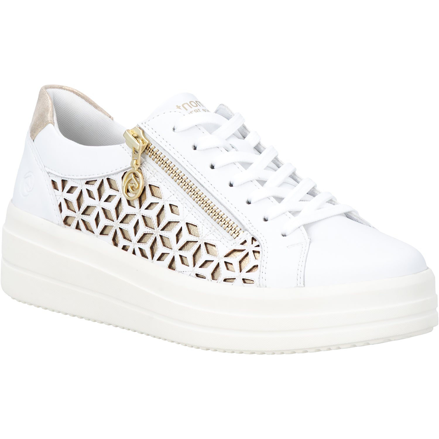 Womens Remonte Remonte D1C11-80 Women's Lace Up Shoes White/Light Gold/Muschel White/Light Gold/Muschel