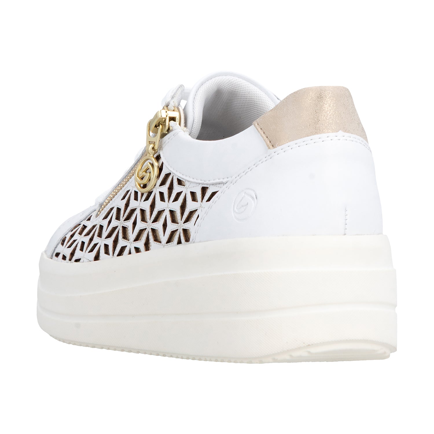 Womens Remonte Remonte D1C11-80 Women's Lace Up Shoes White/Light Gold/Muschel White/Light Gold/Muschel
