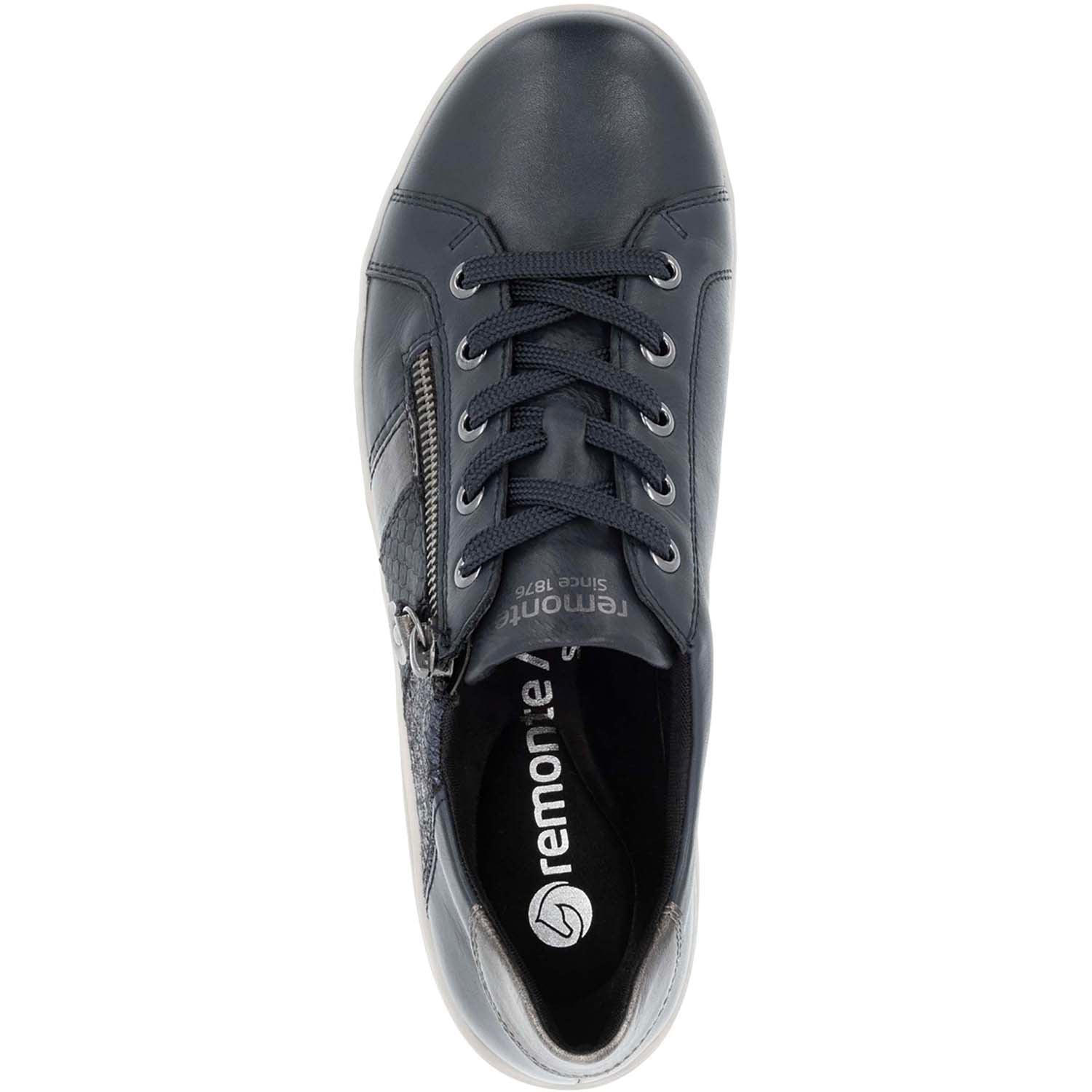 Womens Remonte Remonte D1E00-14 Louann 00 Women's Sporty Lace Up Shoes Nightblue/Altsilber/Pazifik Leather Nightblue/Altsilber/Pazifik Leather