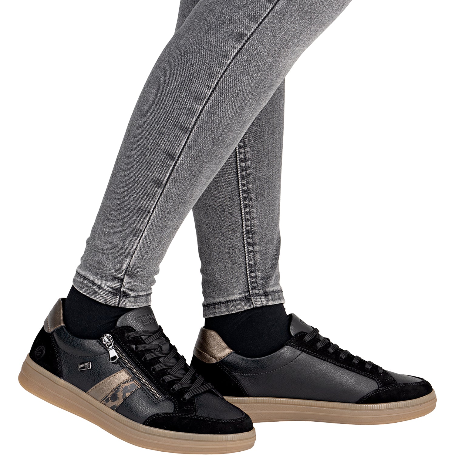 Womens Remonte Remonte D2C04-03 Demi 04 Women's Lace Up Shoes Schwarz/Schwarz/Brown Suede/Leather Schwarz/Schwarz/Brown Suede/Leather