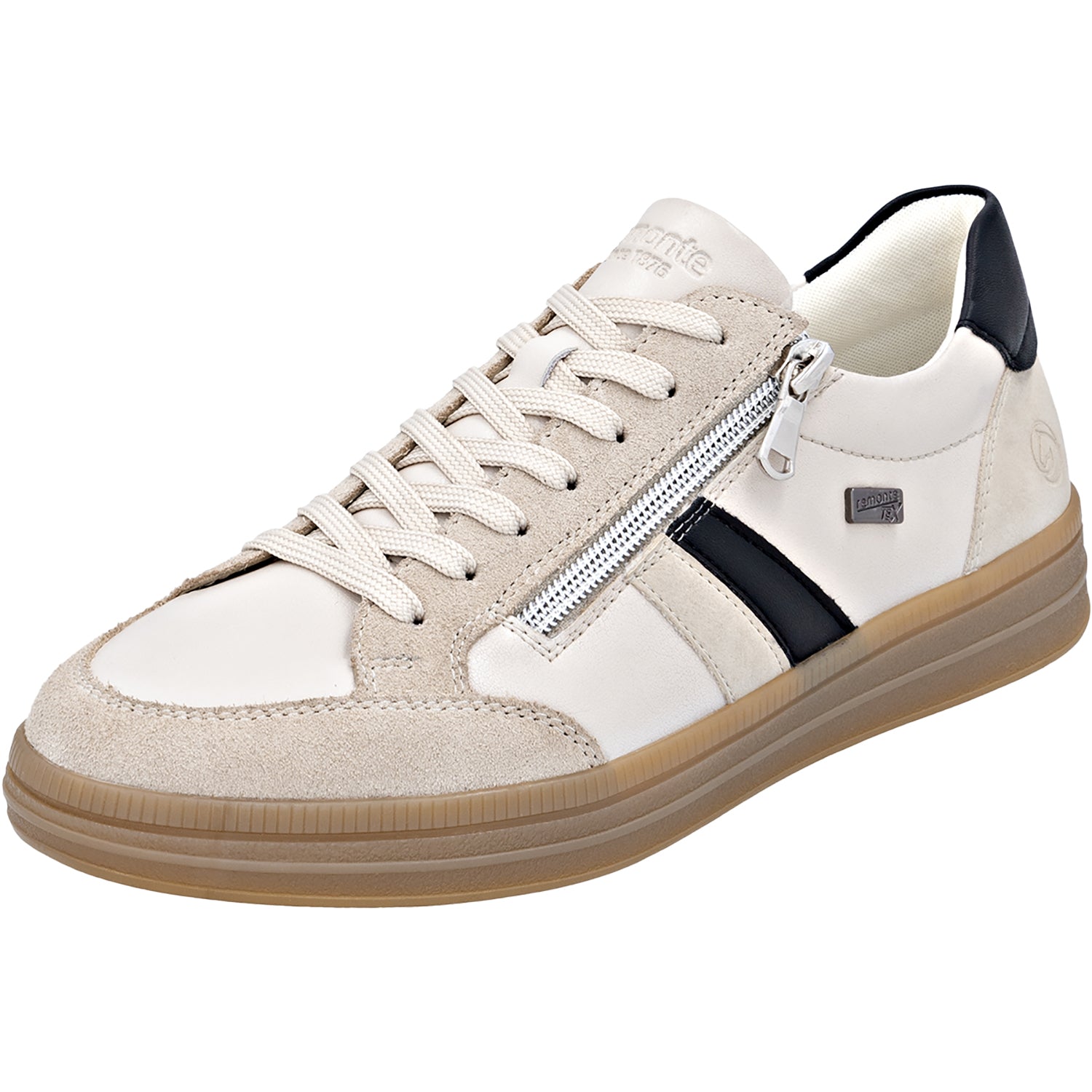 Womens Remonte Remonte D2C04-62 Demi-04 Women's Sporty Lace Up Shoes Lehm/Nude/Ginger/Schwarz Suede/Leather Lehm/Nude/Ginger/Schwarz Suede/Leather