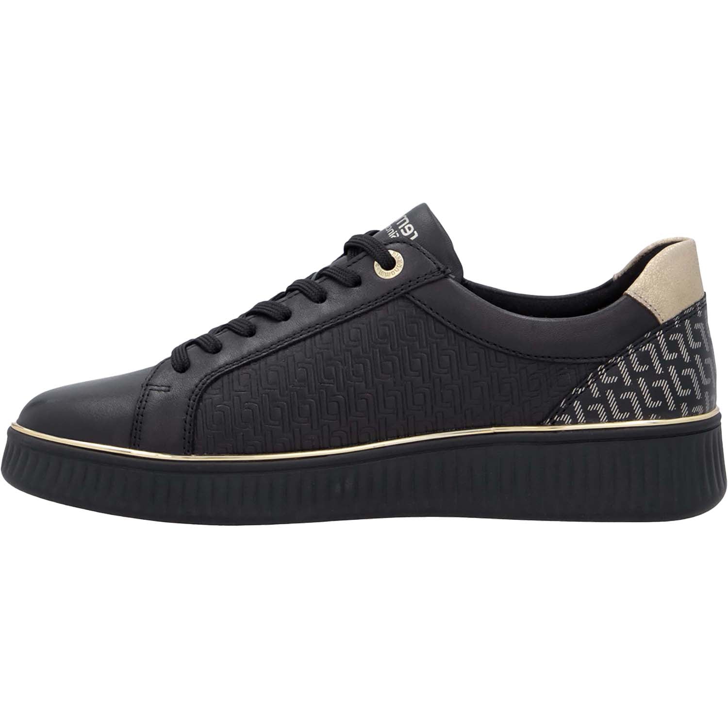 Womens Remonte Remonte D2E00-03 Noelani 00 Women's Sporty Lace Up Shoes Schwarz/Alloy/Schwarz Leather Schwarz/Alloy/Schwarz Leather