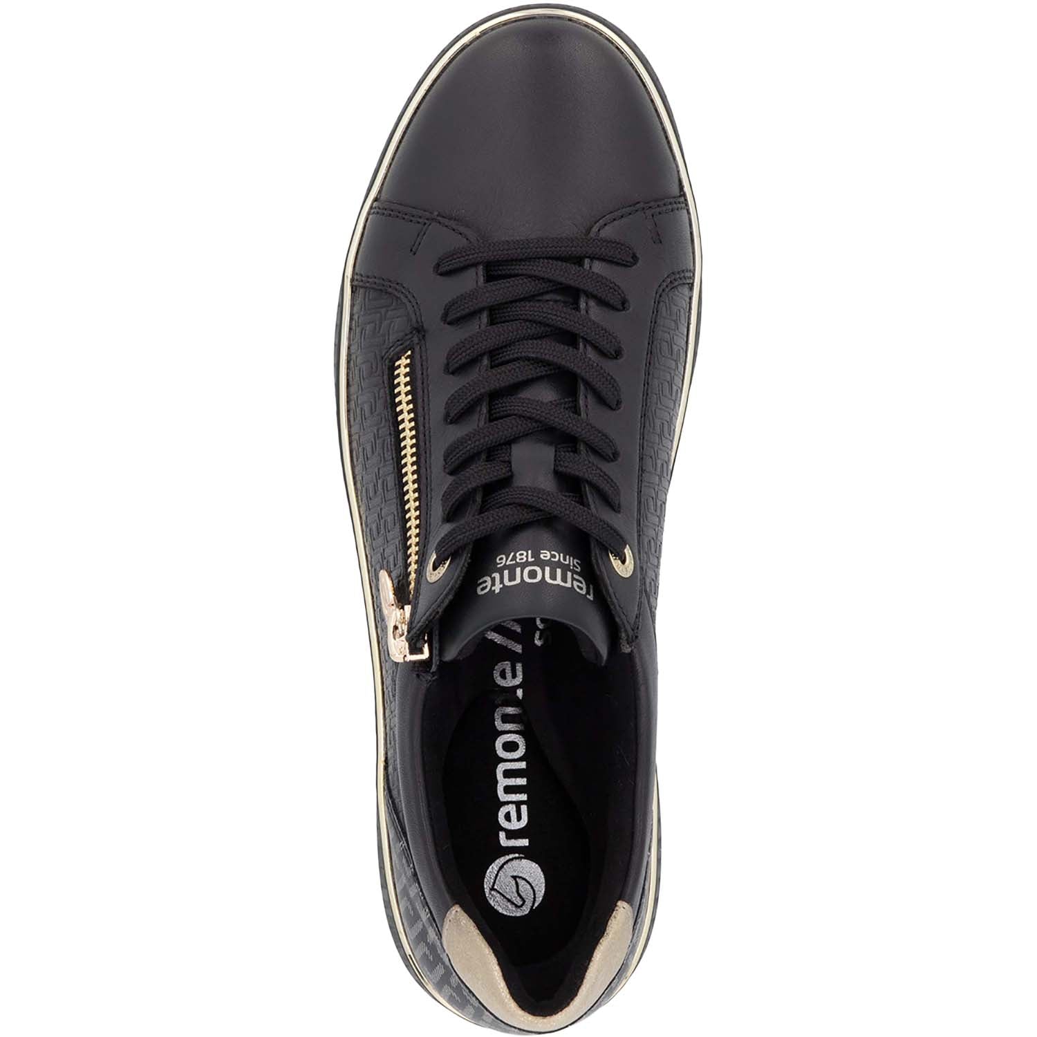 Womens Remonte Remonte D2E00-03 Noelani 00 Women's Sporty Lace Up Shoes Schwarz/Alloy/Schwarz Leather Schwarz/Alloy/Schwarz Leather
