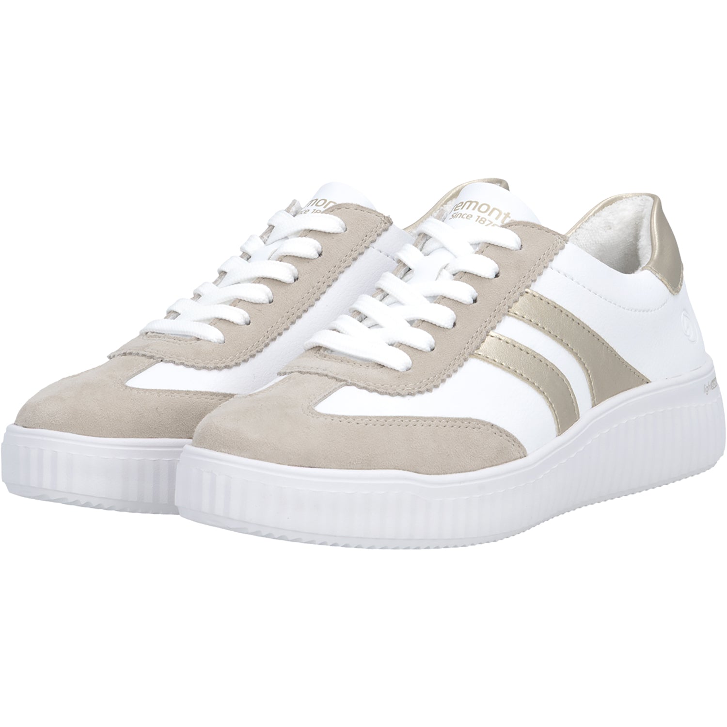 Womens Remonte Remonte D3E00-80 Women's Sporty Lace Up Shoes Iceberg/Weiss/Pale Gold Iceberg/Weiss/Pale Gold
