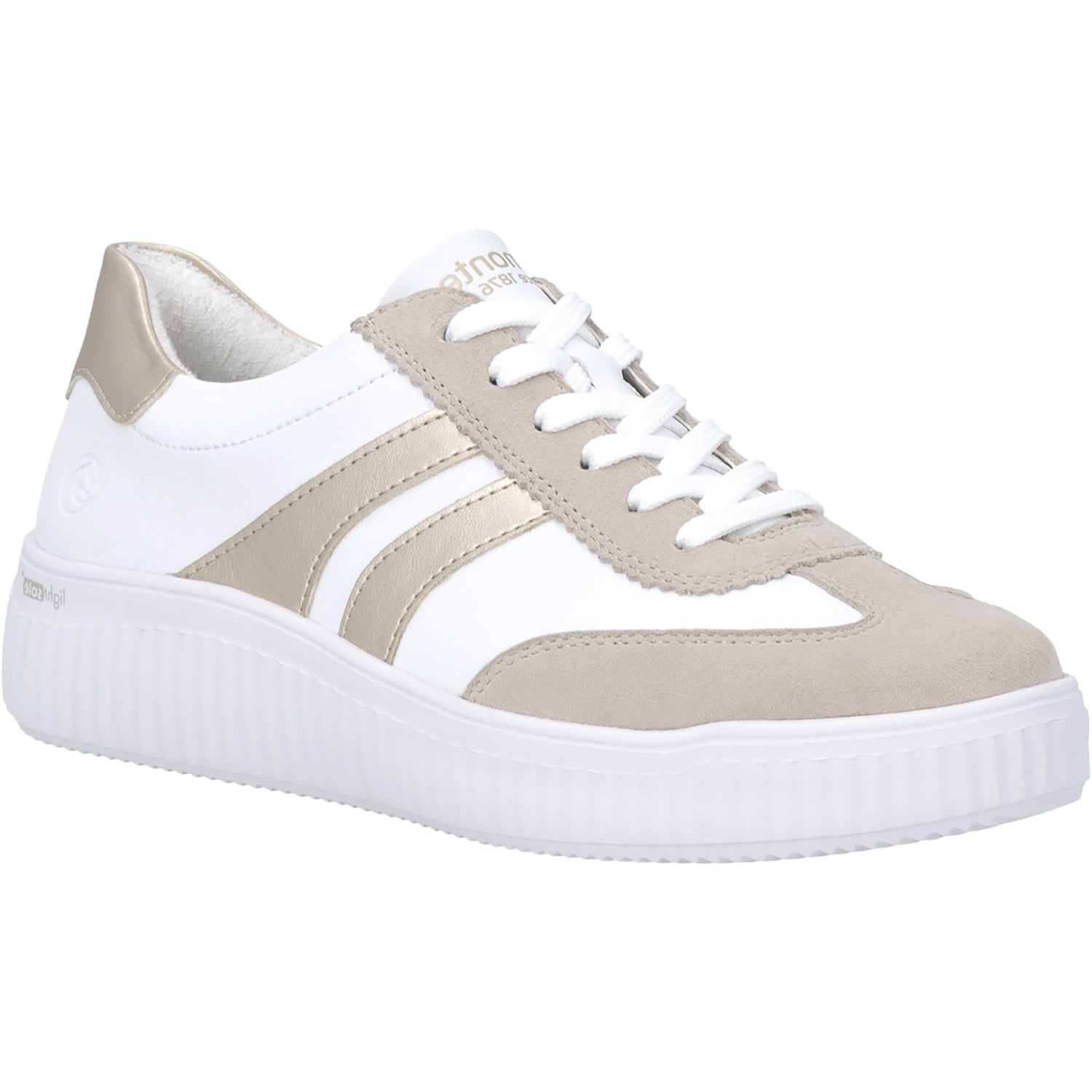 Womens Remonte Remonte D3E00-80 Women's Sporty Lace Up Shoes Iceberg/Weiss/Pale Gold Iceberg/Weiss/Pale Gold