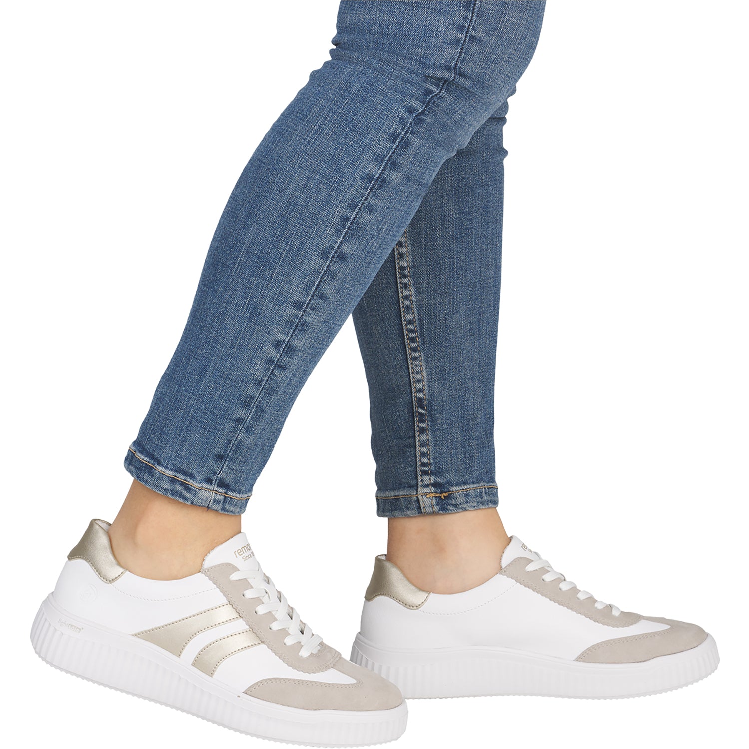 Womens Remonte Remonte D3E00-80 Women's Sporty Lace Up Shoes Iceberg/Weiss/Pale Gold Iceberg/Weiss/Pale Gold