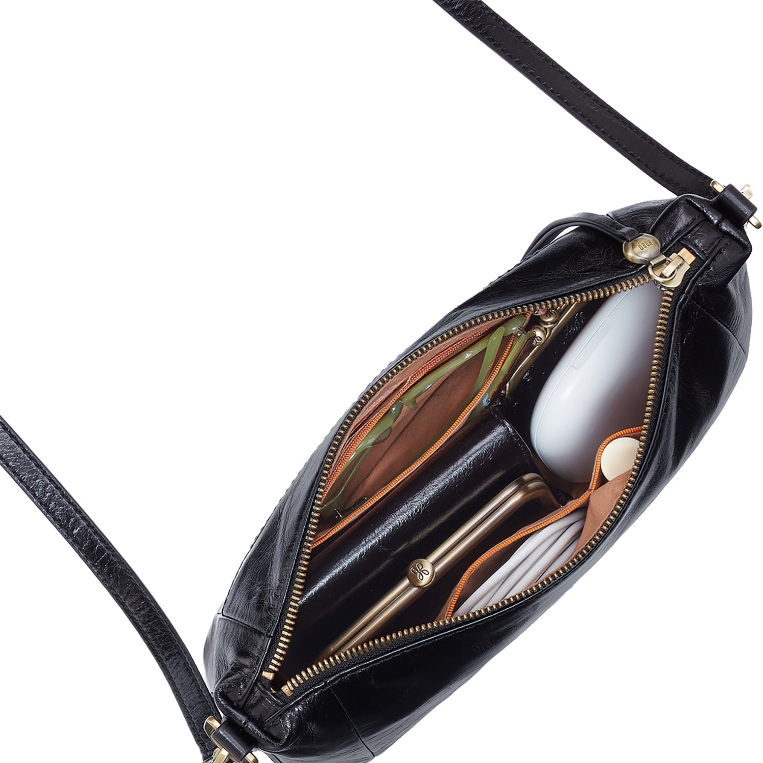 Womens Hobo Hobo Darcy Carry-All Crossbody Handbag Black Polished Leather Black Polished Leather