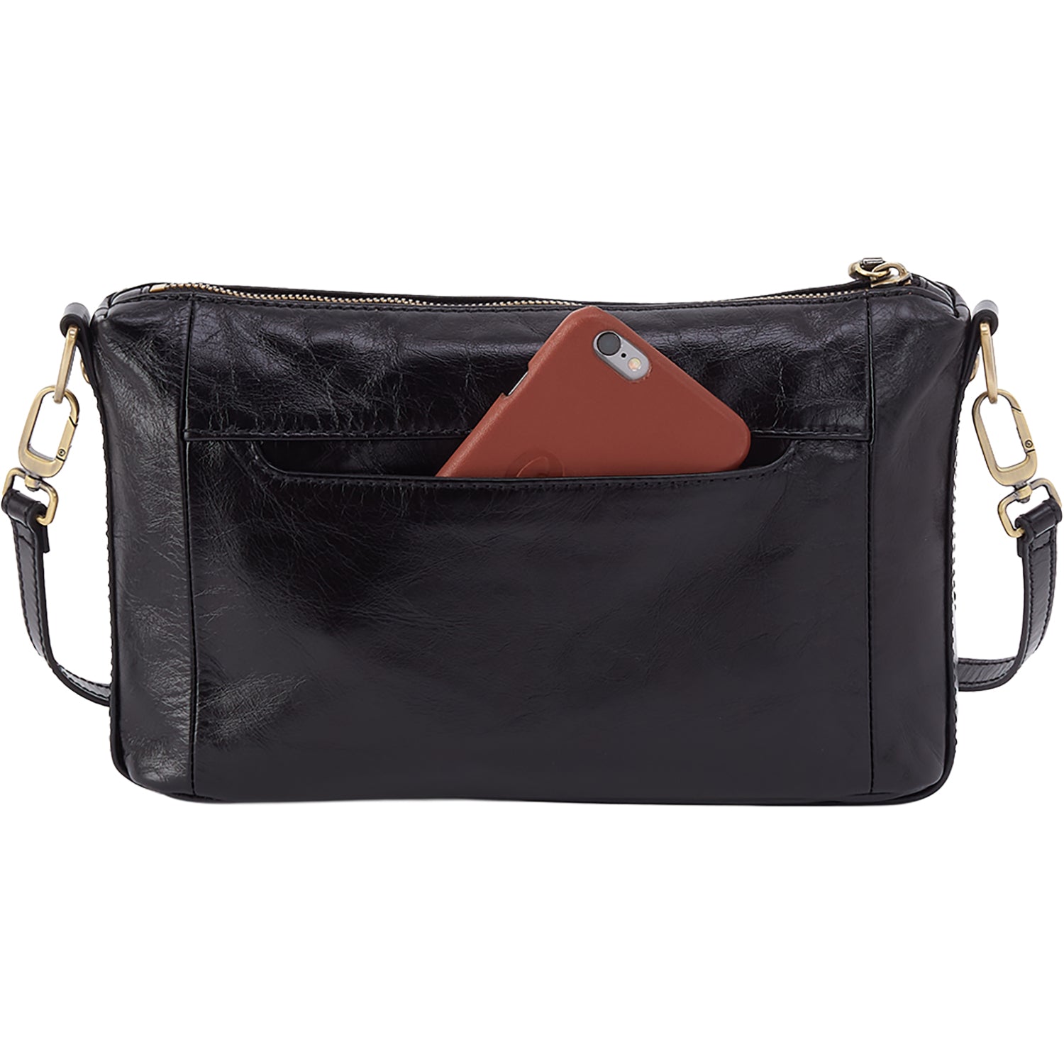 Womens Hobo Hobo Darcy Carry-All Crossbody Handbag Black Polished Leather Black Polished Leather