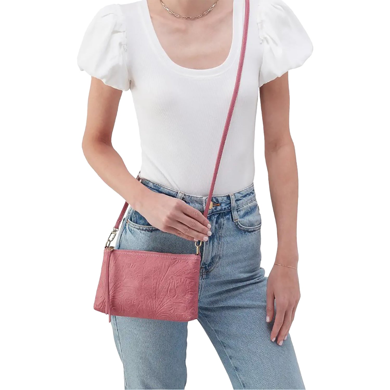 Womens Hobo Hobo International Darcy Crossbody Handbag Mauve Embossed Leather Mauve Embossed Leather
