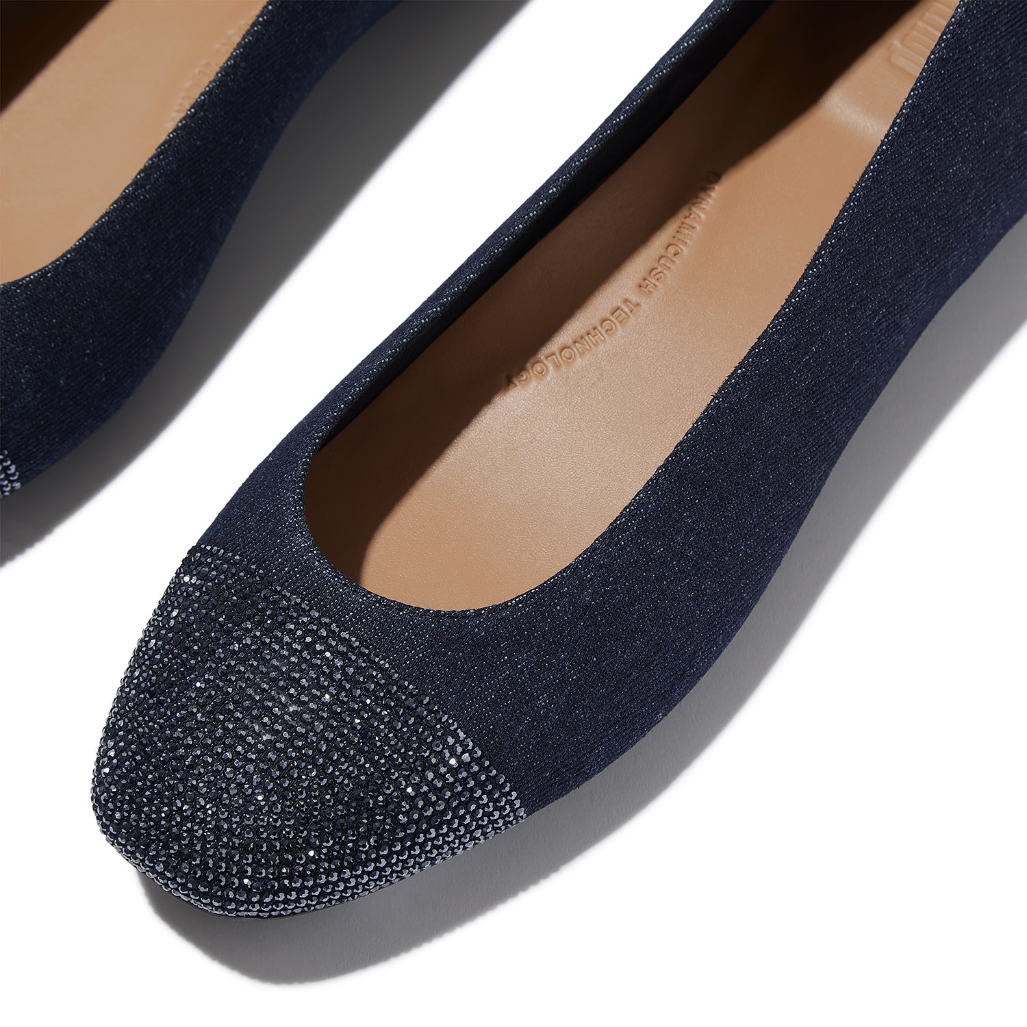Womens Fit flop FitFlop Delicato Crystal Cap-Toe Ballet Flat Women's Flats Denim Denim