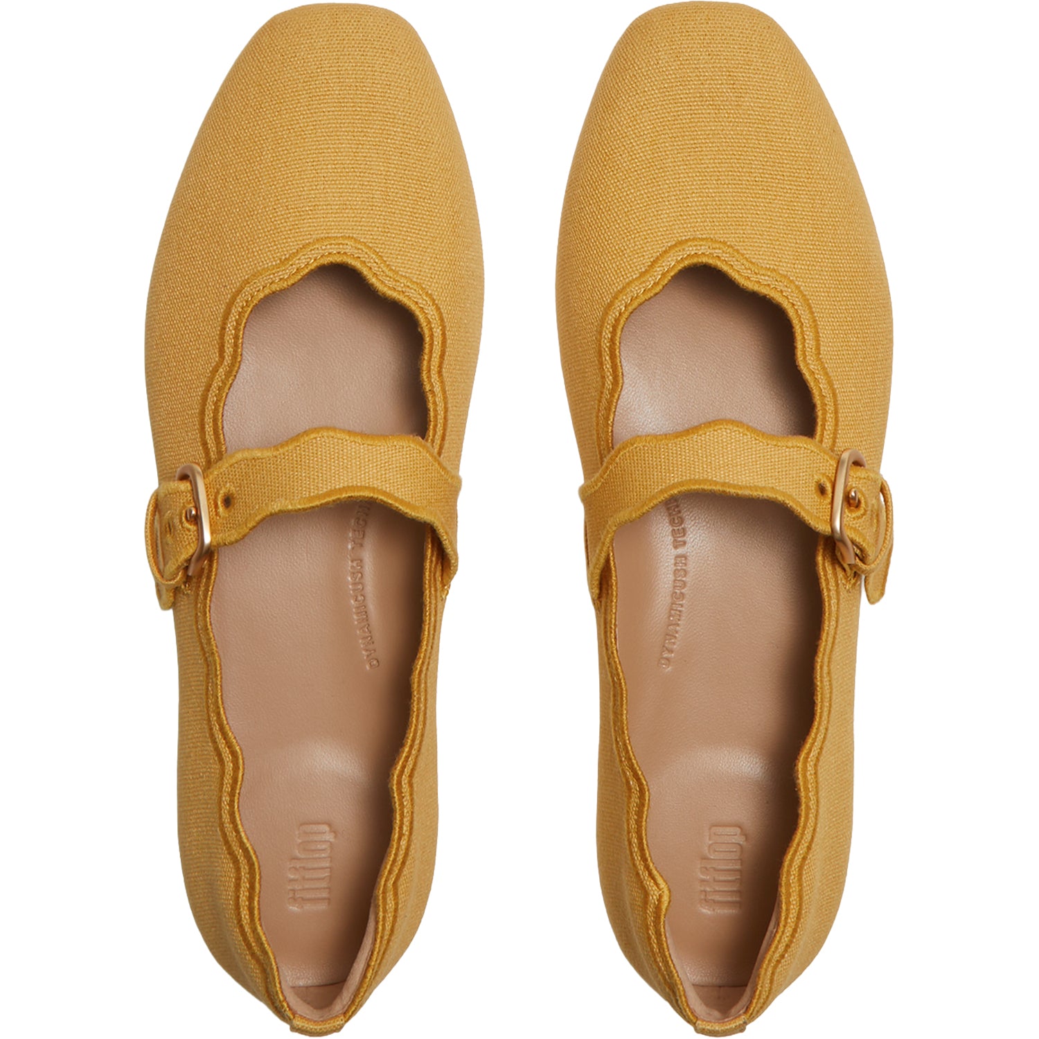 Womens Fit flop FitFlop Delicato Wave-Edge Canvas Women's Mary Jane Flats Turmeric Turmeric
