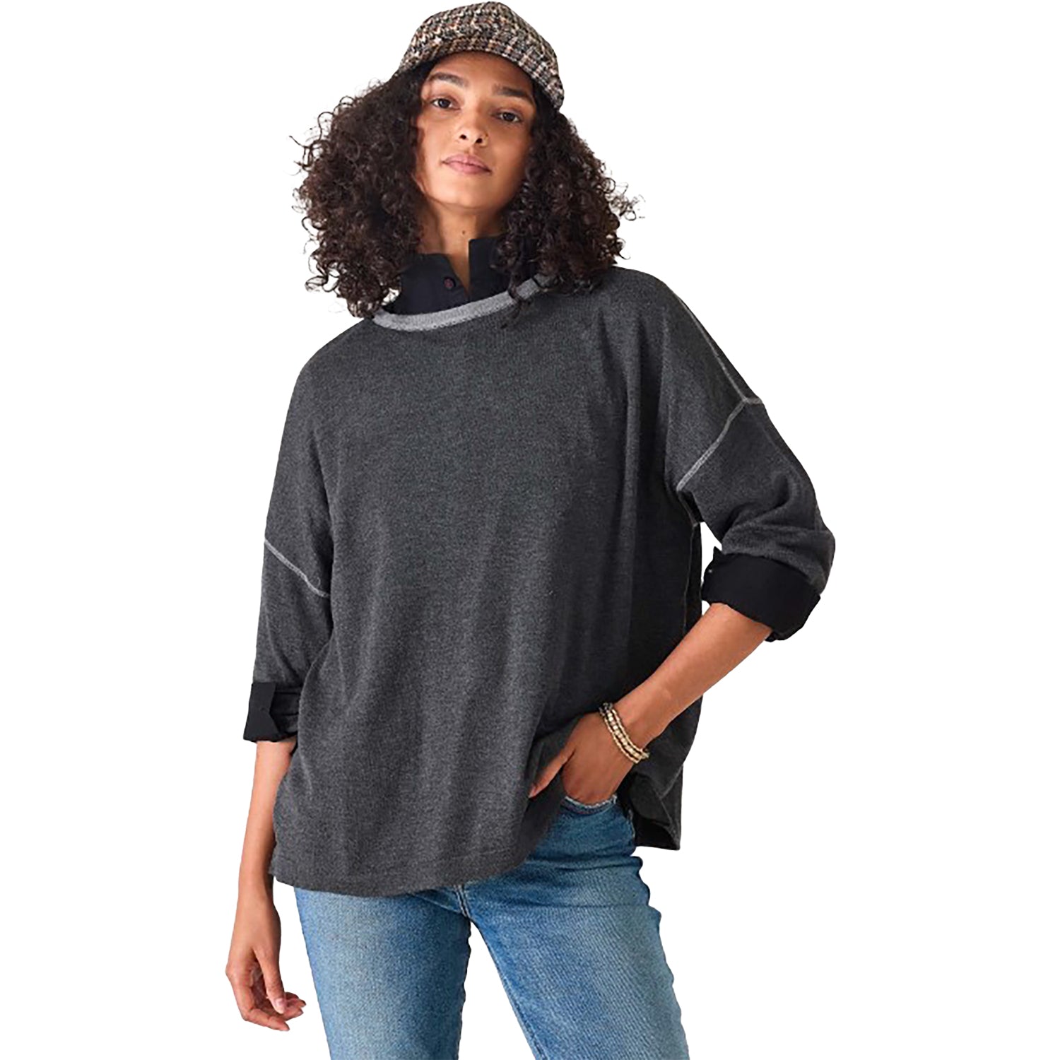 Womens Mersea Mersea Del Mar Sweater Women's Long Sleeve Top Charcoal Charcoal