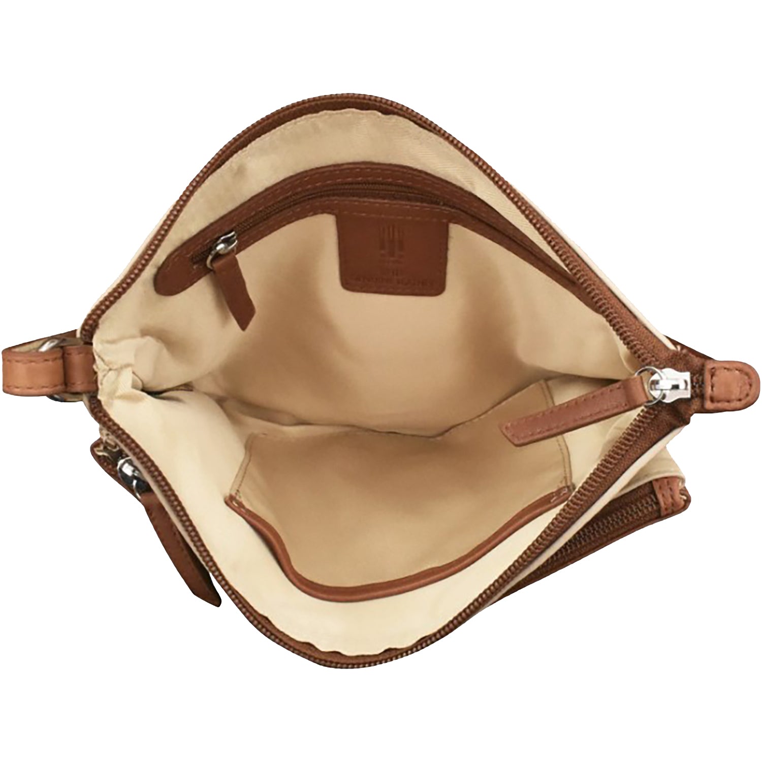 Womens Ili new york ili New York Double Zip Crossbody Bag Taupe/Antique Saddle Leather Taupe/Antique Saddle Leather