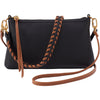Womens Hobo Hobo Darcy Crossbody Handbag Black Pebbled Leather with Timber Brown Trim Black Pebbled Leather with Timber Brown Trim