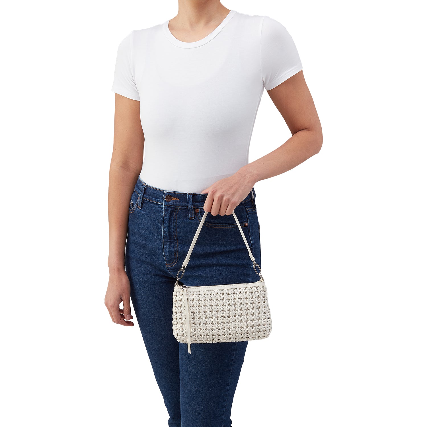 Womens Hobo Hobo Darcy Crossbody Handbag Whitecap Woven Leather Whitecap Woven Leather