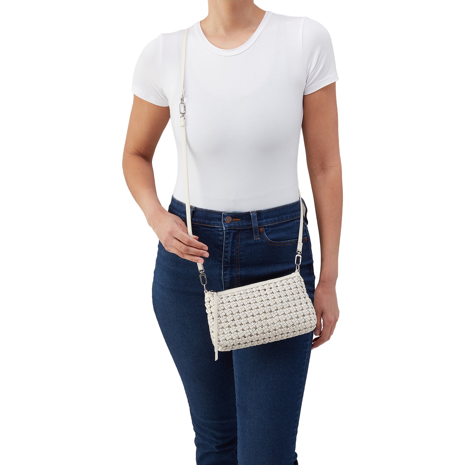 Womens Hobo Hobo Darcy Crossbody Handbag Whitecap Woven Leather Whitecap Woven Leather