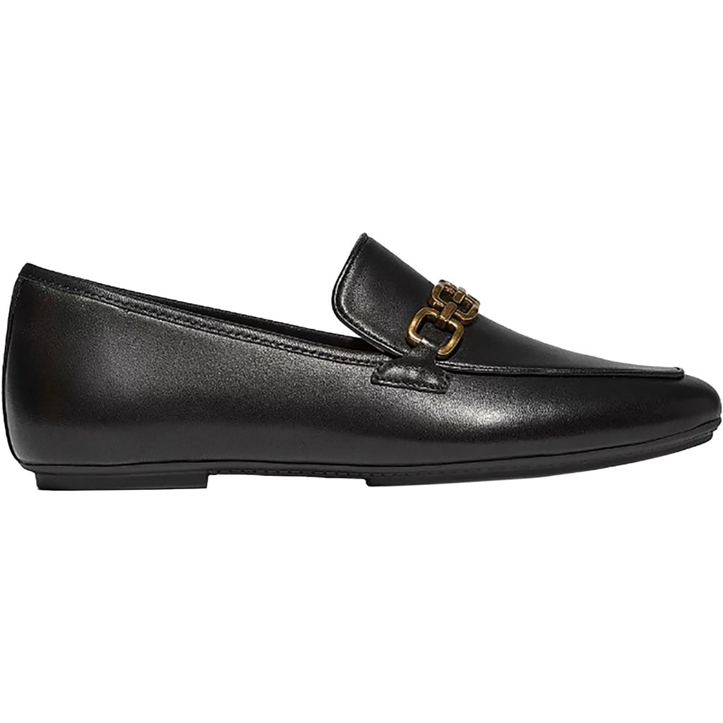 Women's Fitflop Delicato Square-Chain Soft Leather Loafer Black