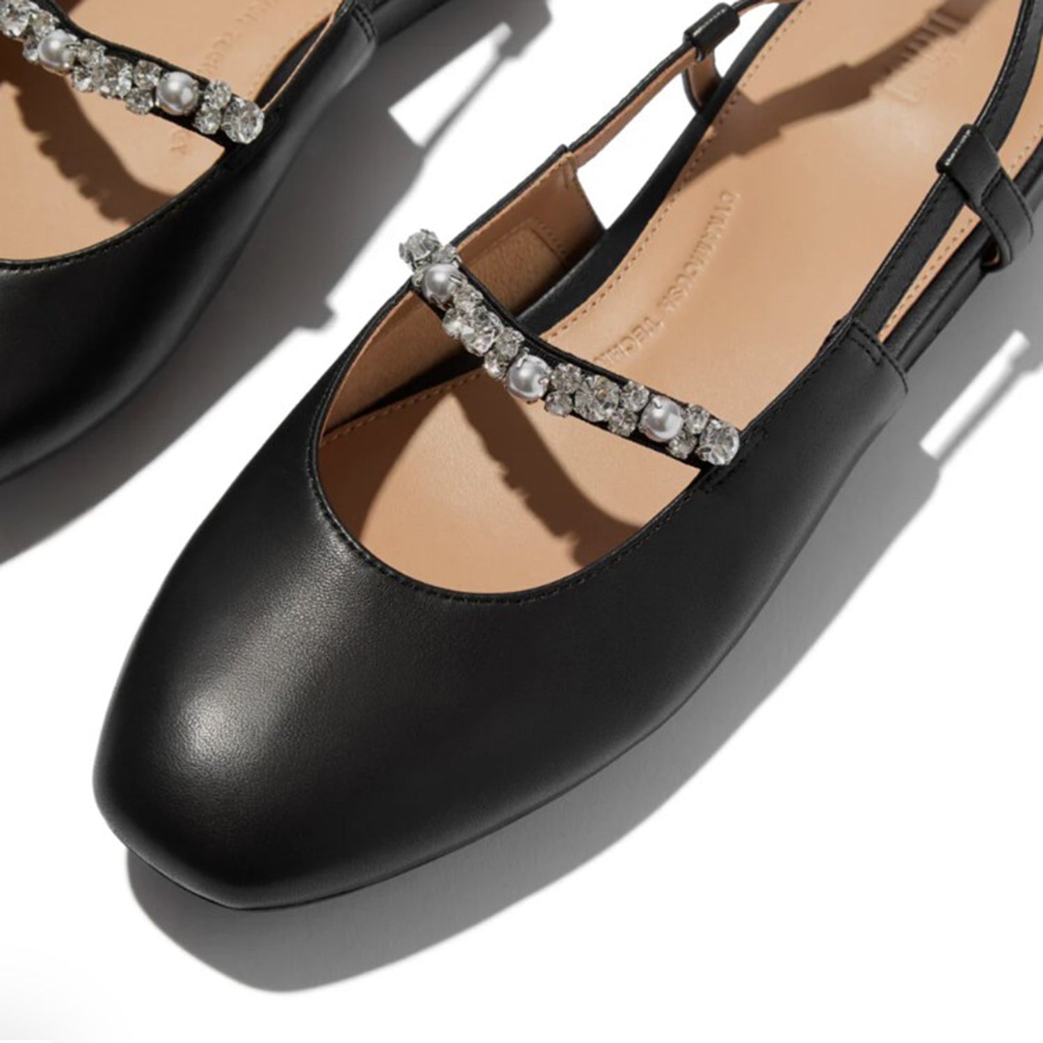 Womens Fit flop Fitflop Delicato Pearls-and-Crystal Slingback Women's Dress Flats Black Black