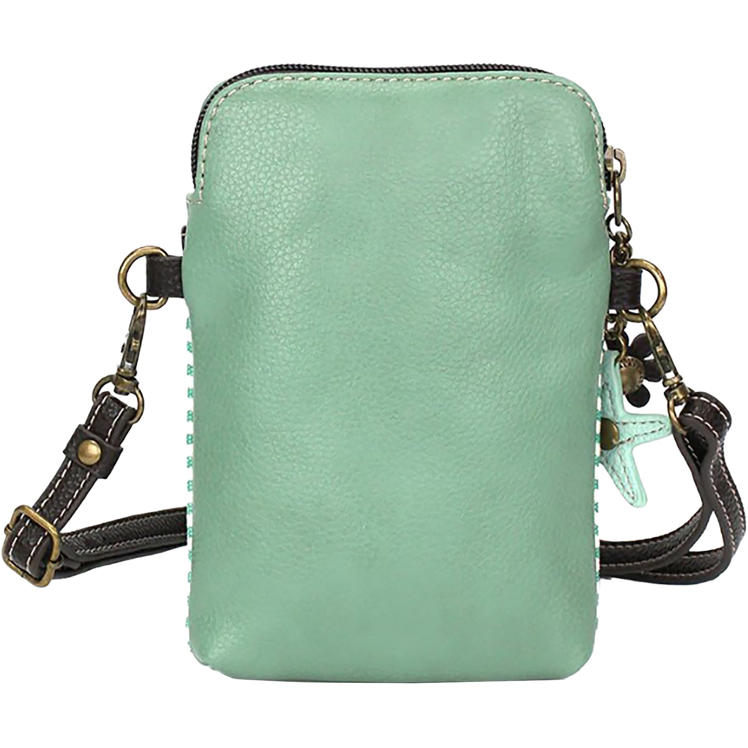 Chala Chala Dolphin Cell Phone Crossbody Handbag Teal Stripe Teal Stripe