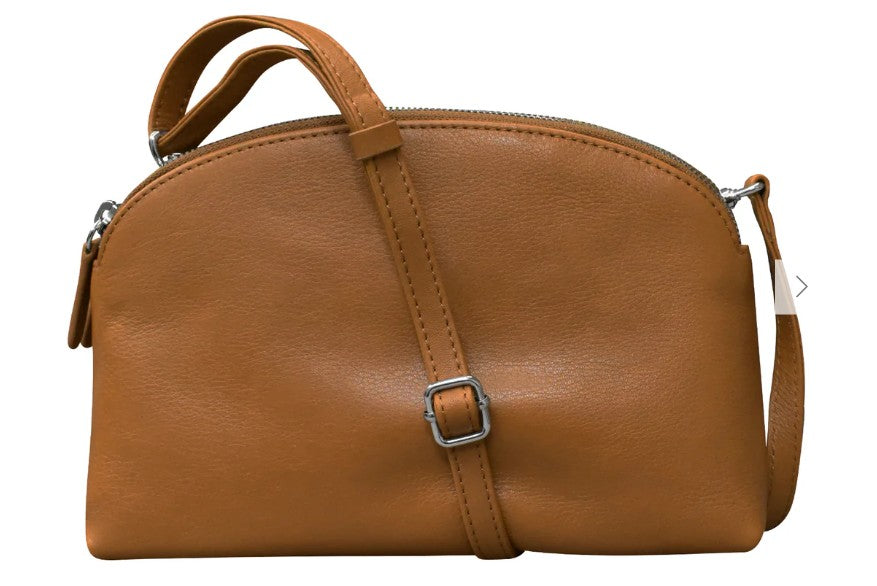 Womens Ili new york ili New York Double Zip Dome Bag Handbag Antique Saddle Antique Saddle
